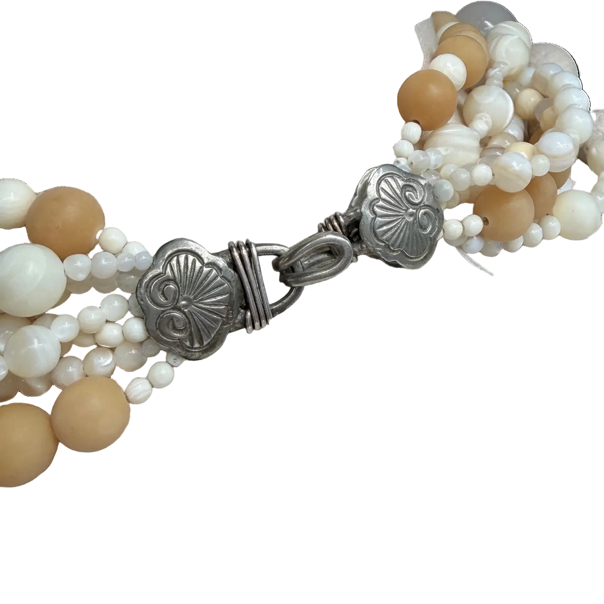 1980s Stephen Dweck Seven-Strand Necklace with Bone, Snow Quartz &amp; Agate