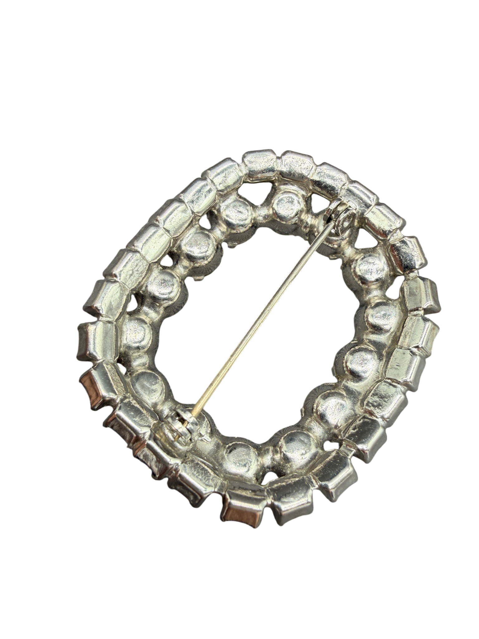 1950s Open Oval Brooch with Blue Austrian Crystals