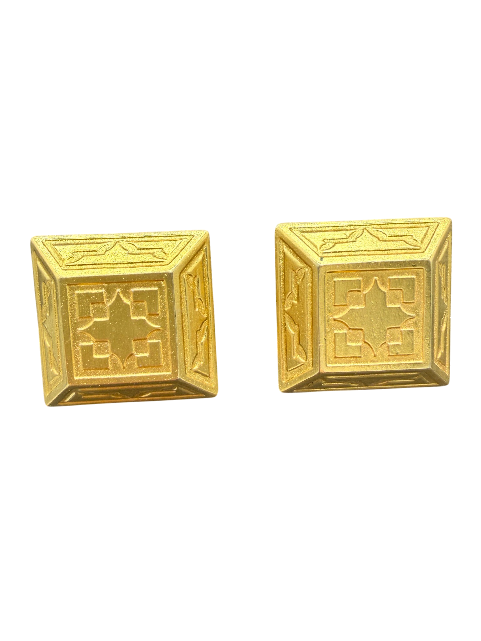 1980s Ben-Amun Gold-Tone Square Clip Earrings