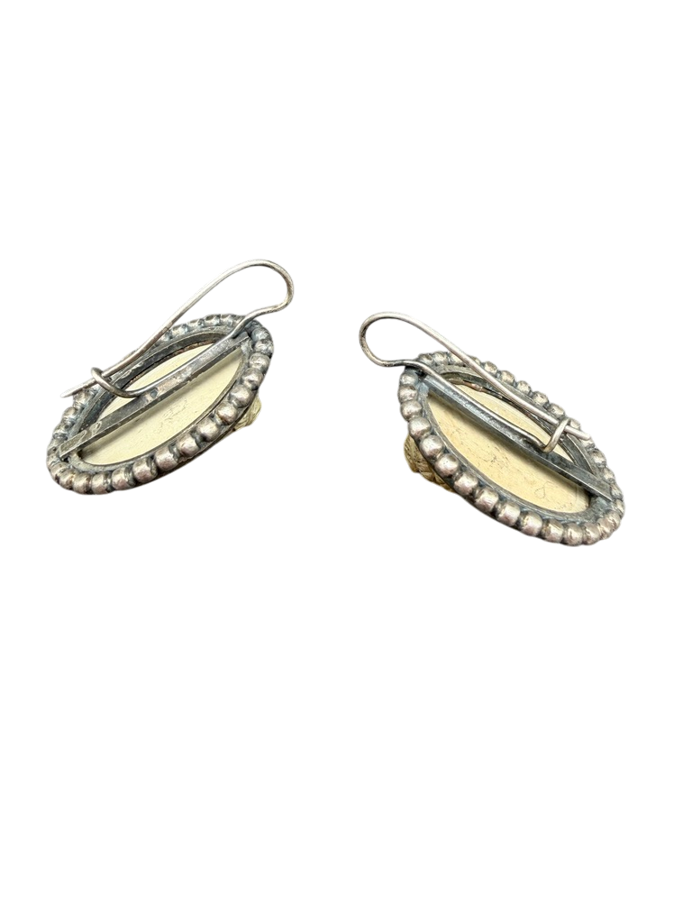 Victorian Lava Cherub Cameo Earrings with Sterling Surround