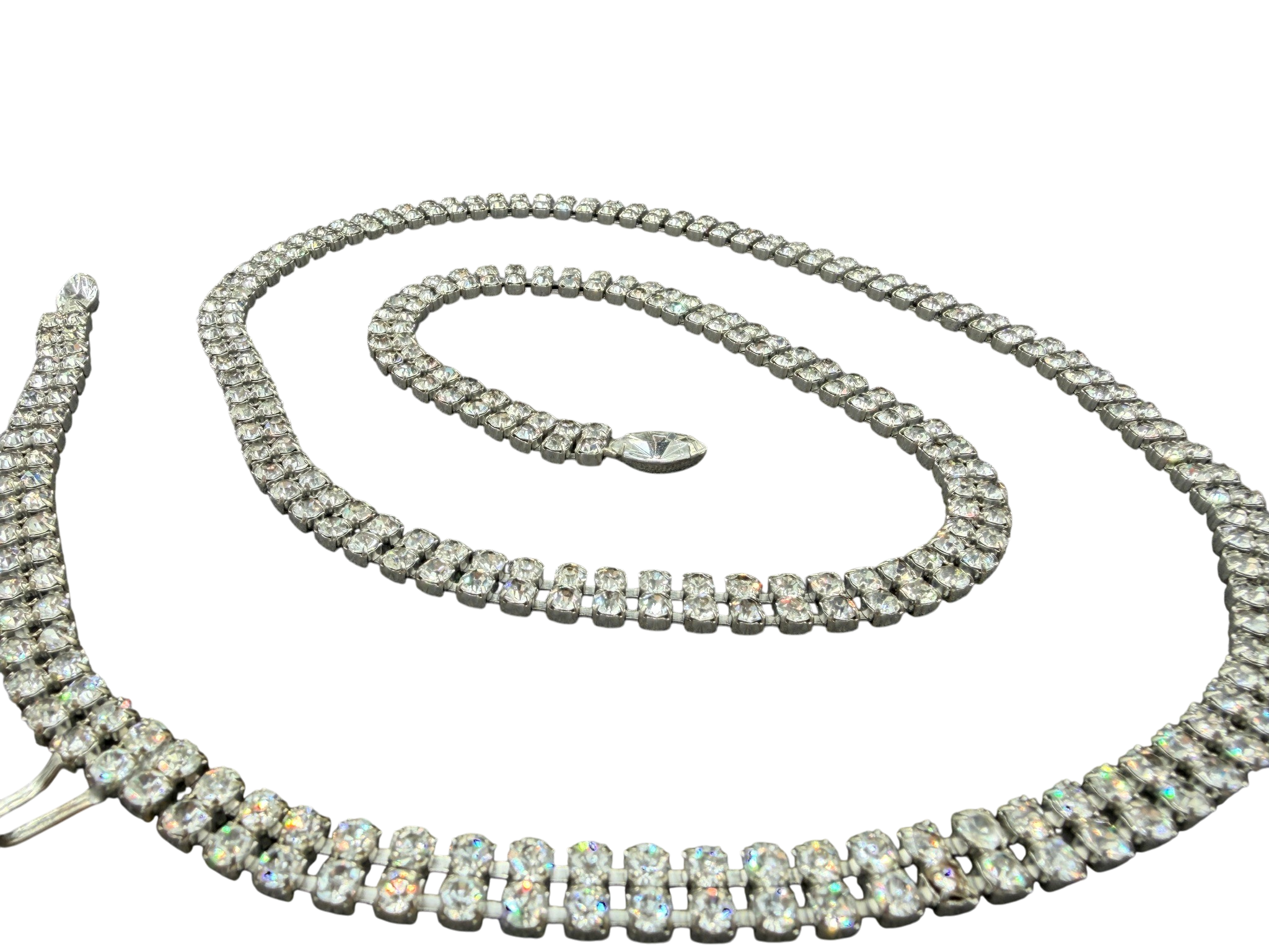1960s Austrian Crystal Lariat Necklace with Marquise Ends