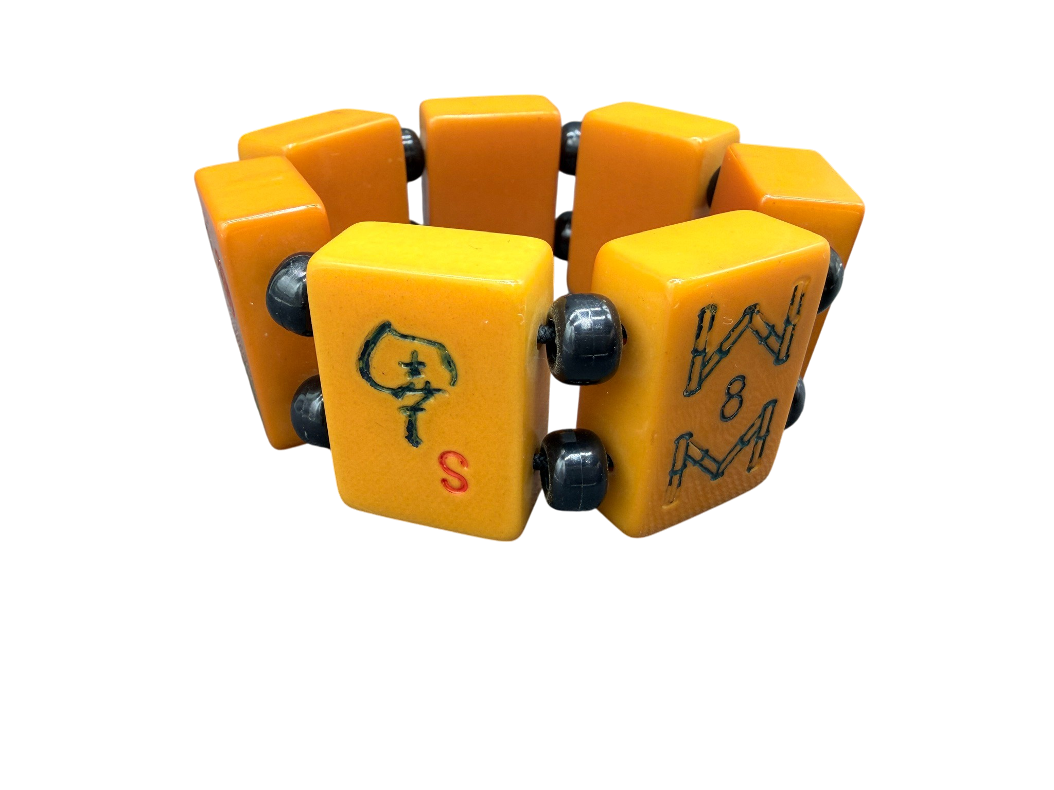 1930s Bakelite Mahjong Tile Stretch Bracelet