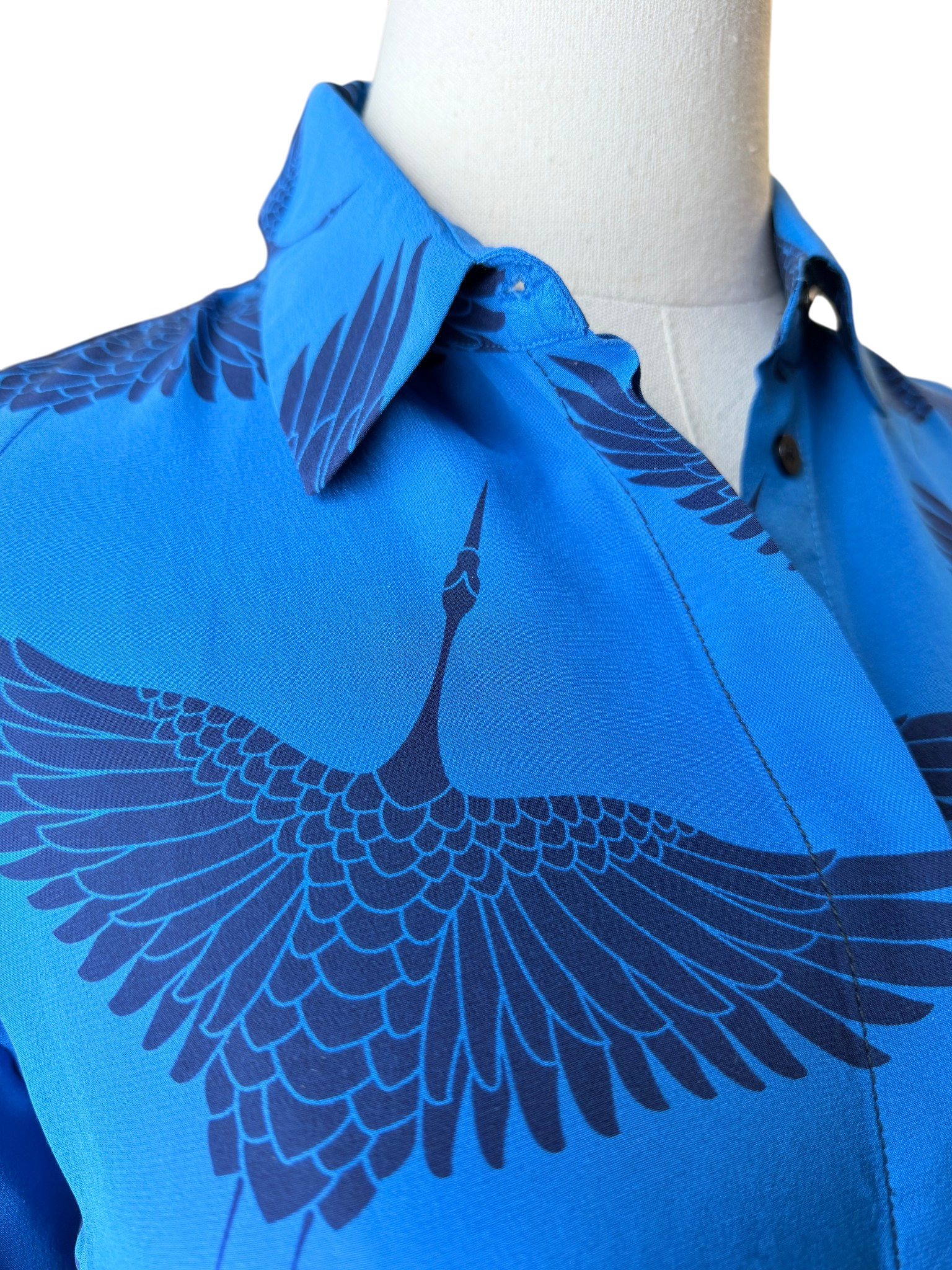 Sandro Silk Blouse with Flying Crane Print