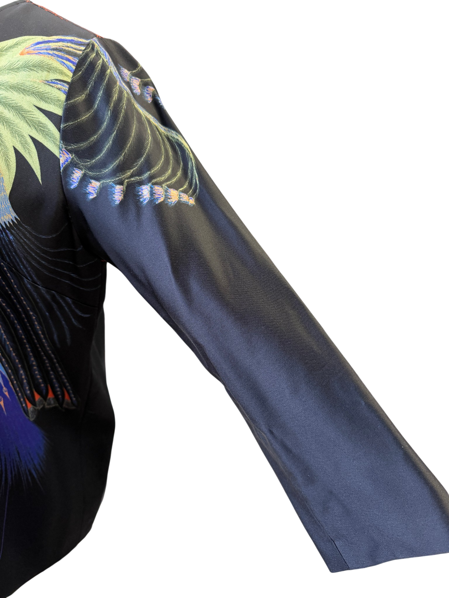 2019 Dries Van Noten Silk Feather Print V-Neck Tunic
