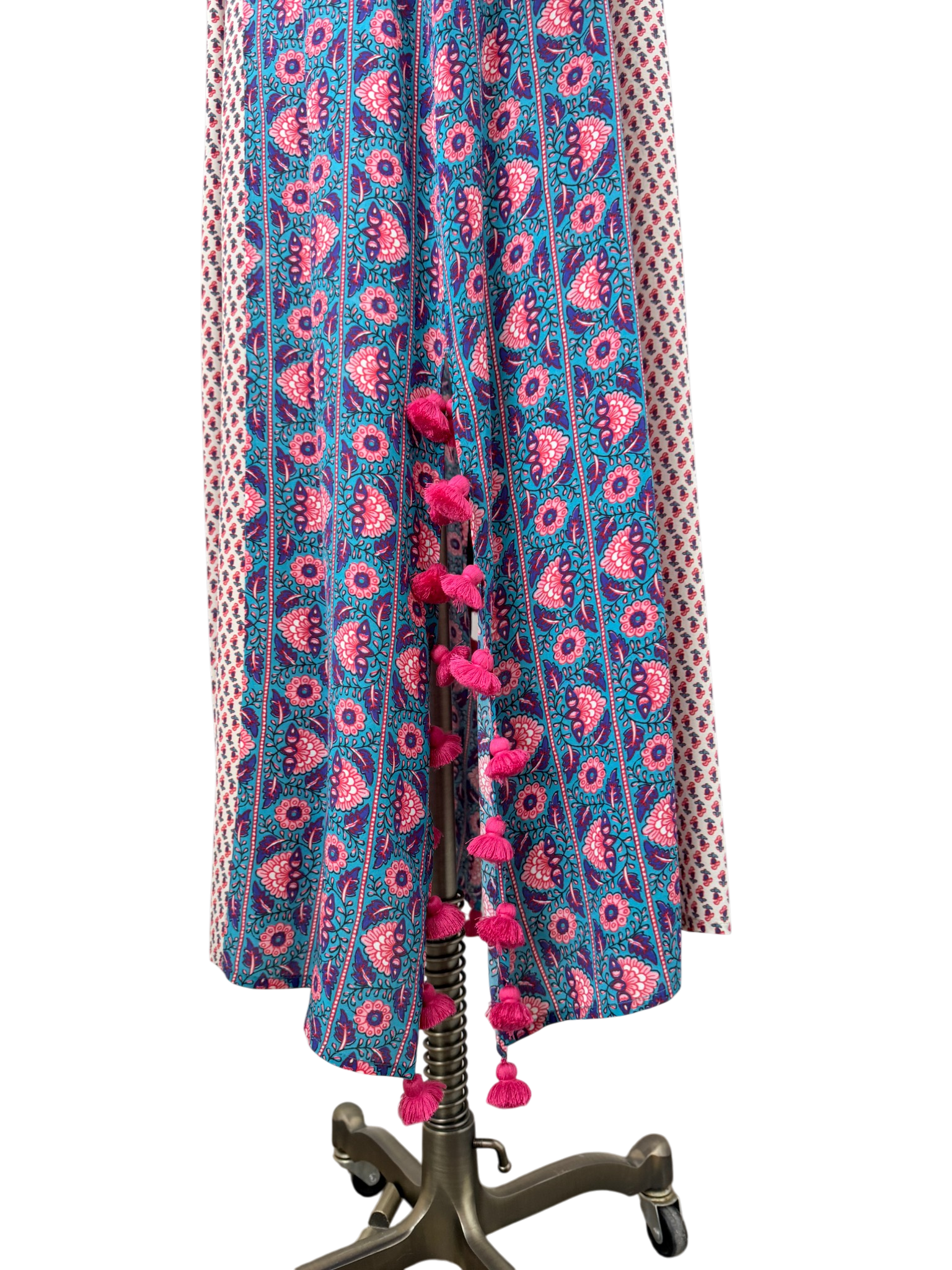 Figue Silk Floral Caftan with Pompom Details