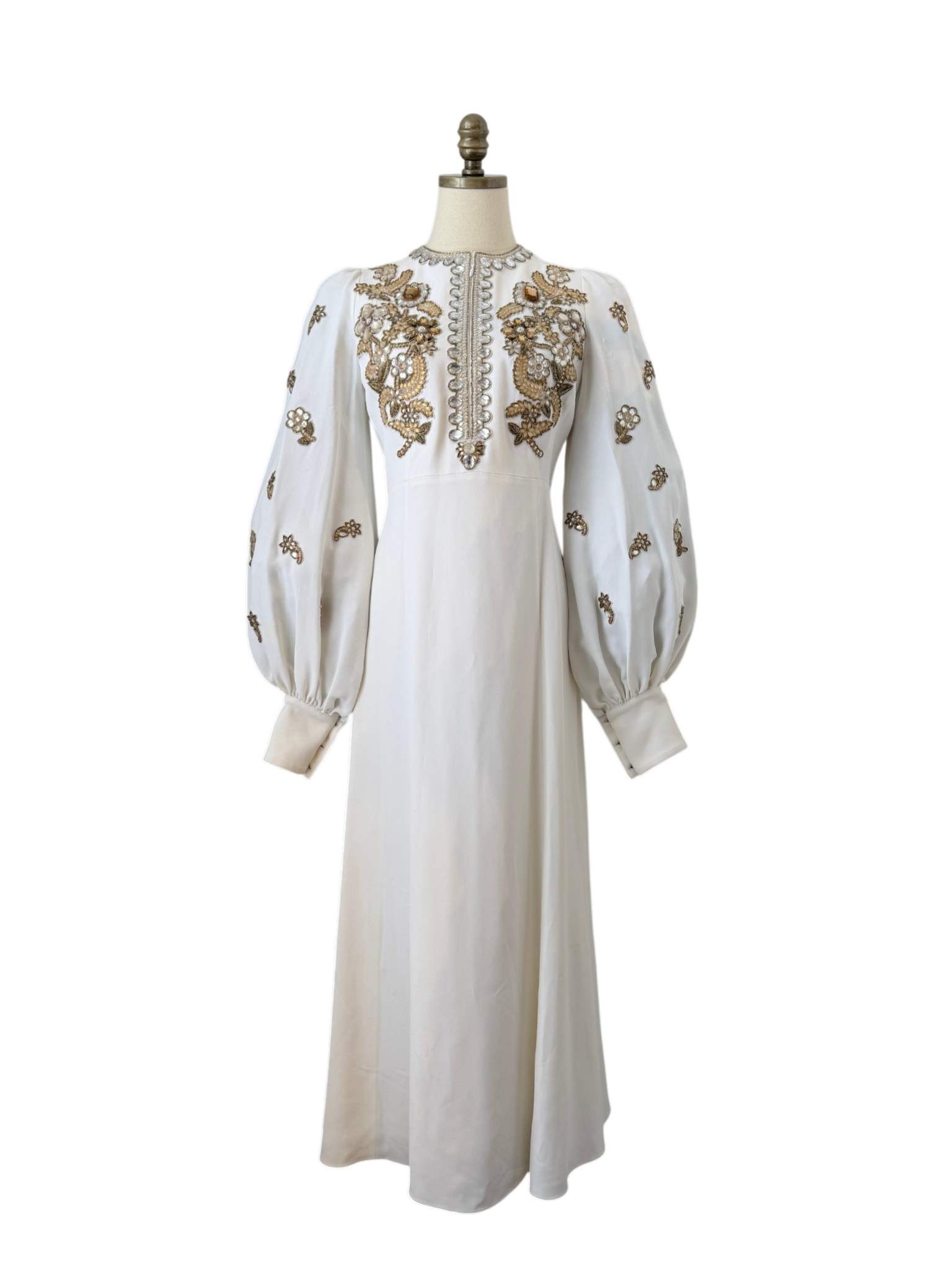 Andrew Gn Jewel-Embroidered Crepe Gown with Keyhole Detail