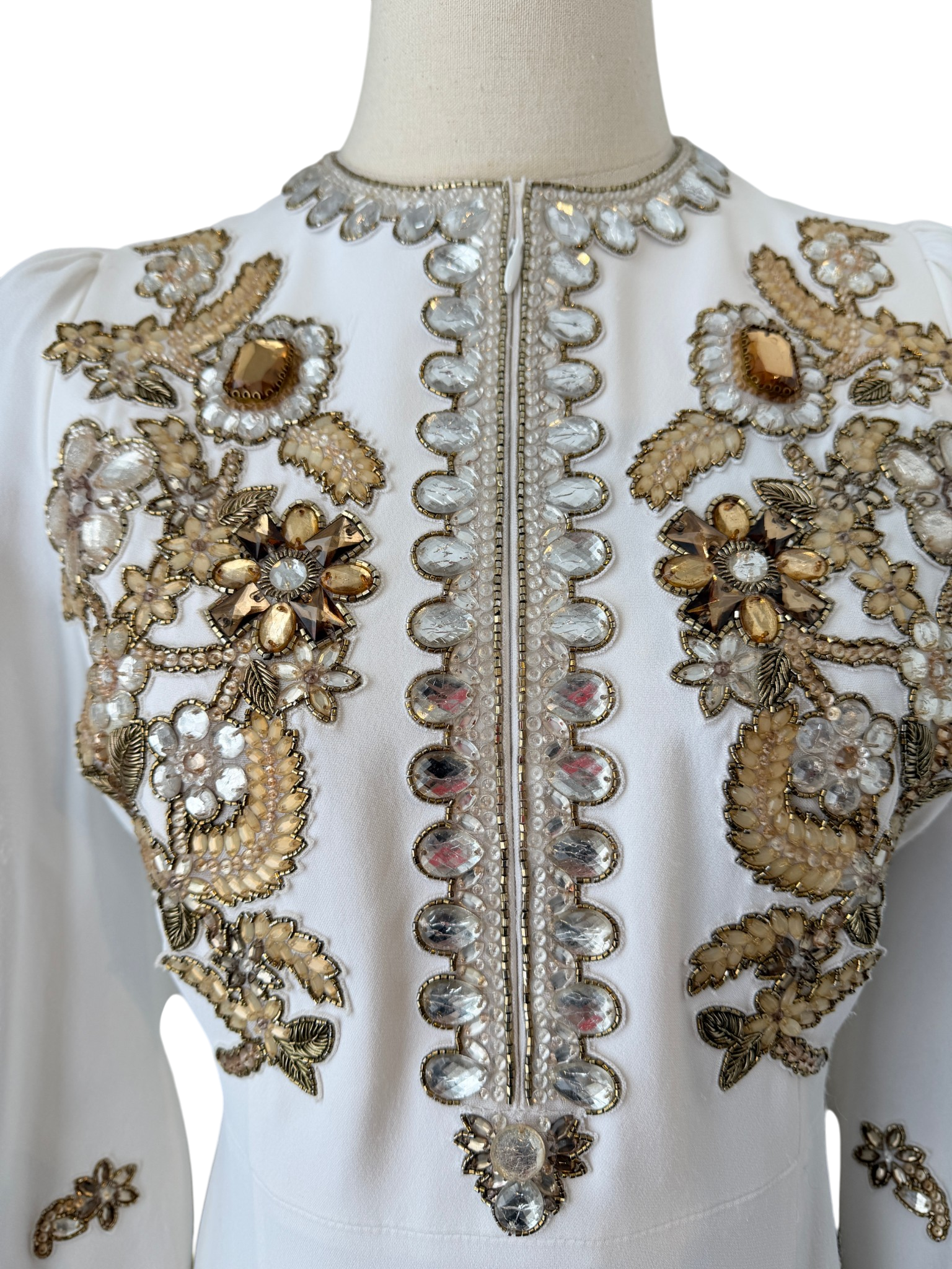 Andrew Gn Jewel-Embroidered Crepe Gown with Keyhole Detail