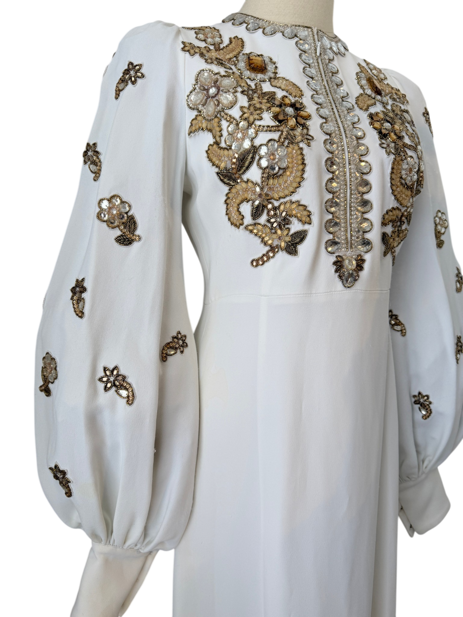 Andrew Gn Jewel-Embroidered Crepe Gown with Keyhole Detail