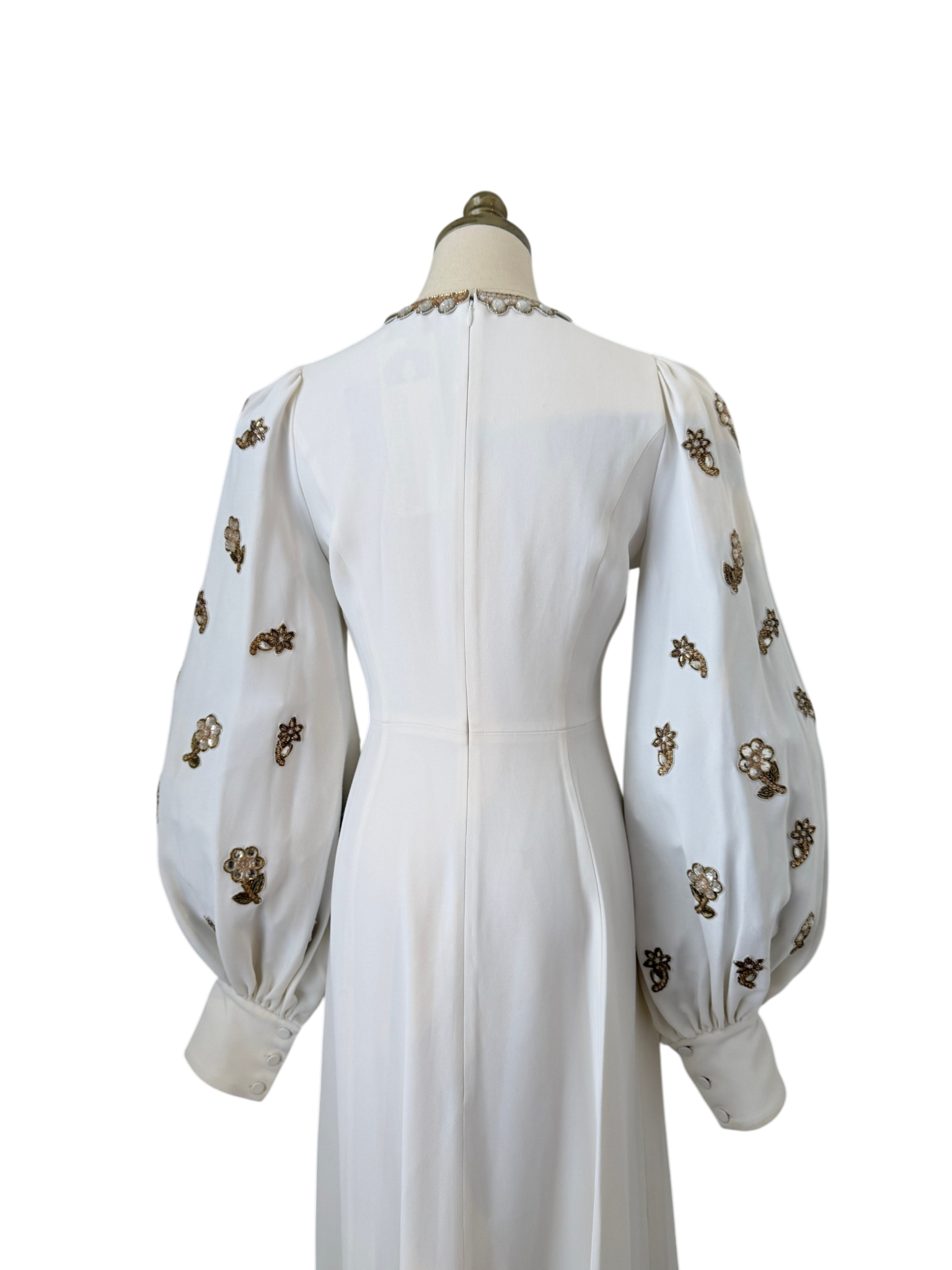 Andrew Gn Jewel-Embroidered Crepe Gown with Keyhole Detail