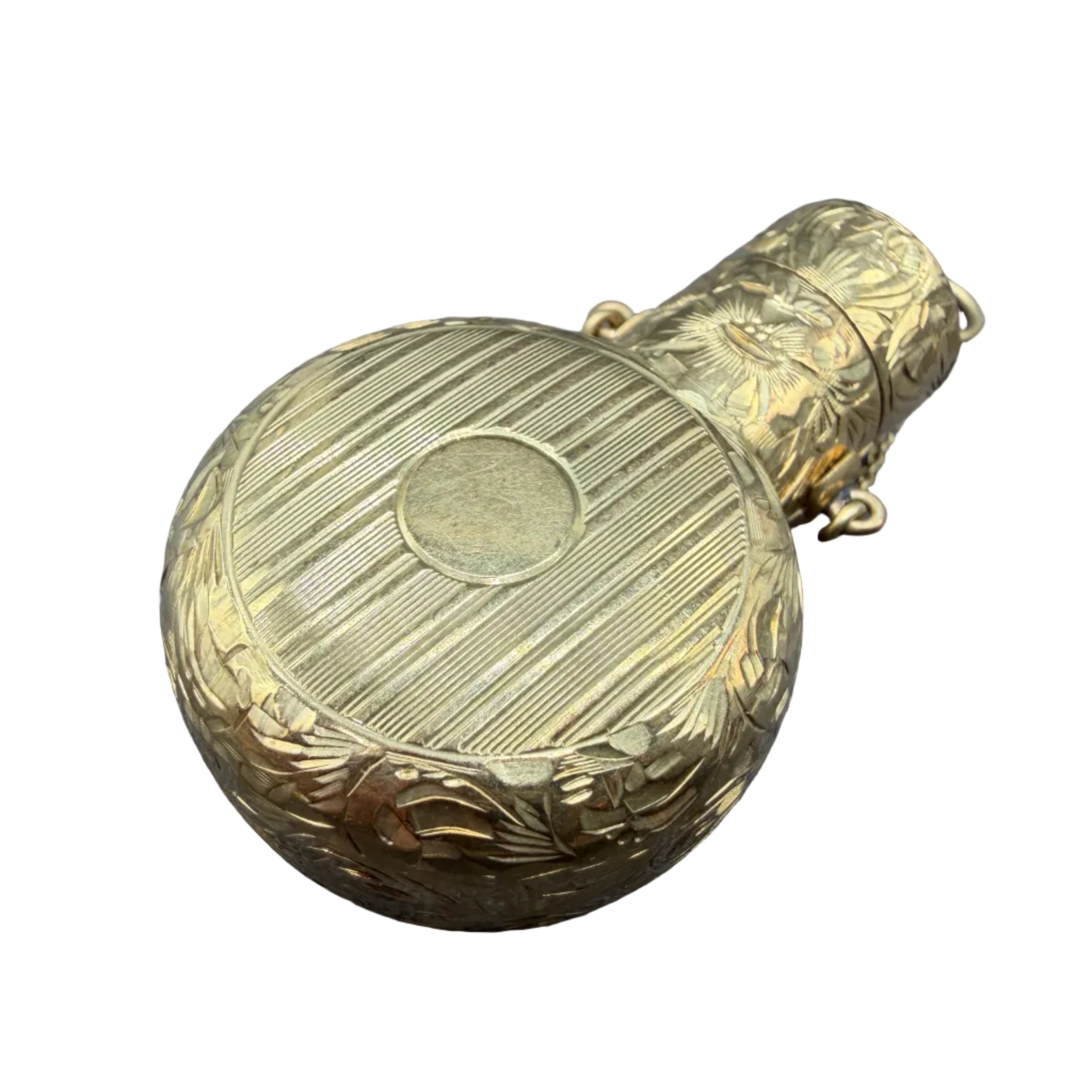RARE Antique Tiffany & Co. 14k gold chatelaine pendant perfume bottle & case