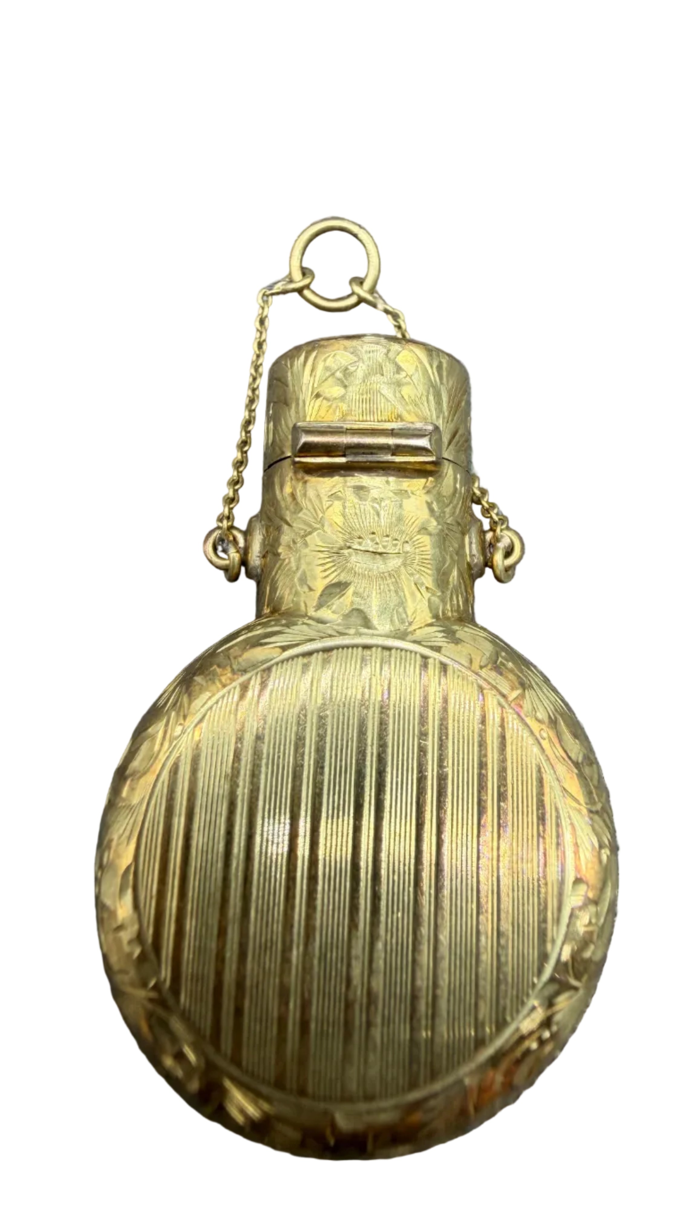 RARE Antique Tiffany & Co. 14k gold chatelaine pendant perfume bottle & case