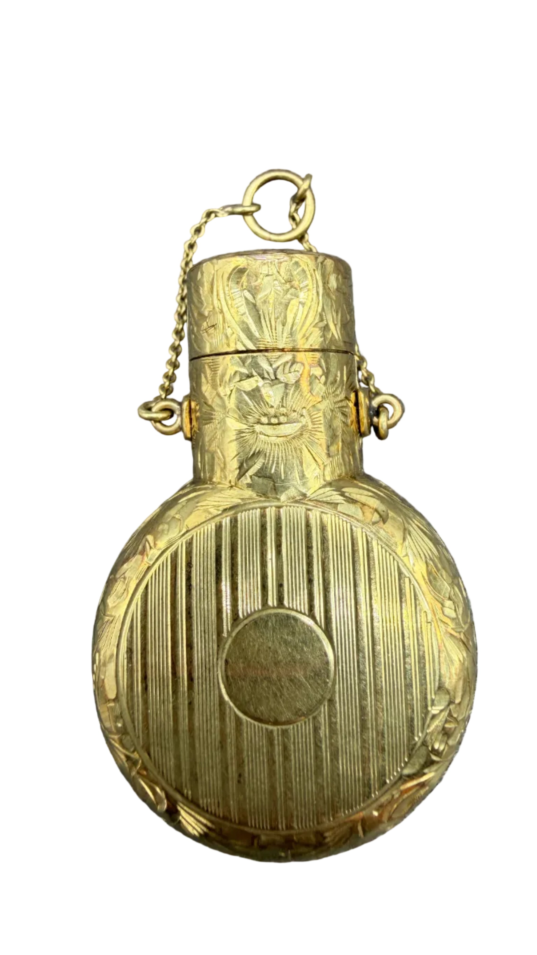 RARE Antique Tiffany & Co. 14k gold chatelaine pendant perfume bottle & case