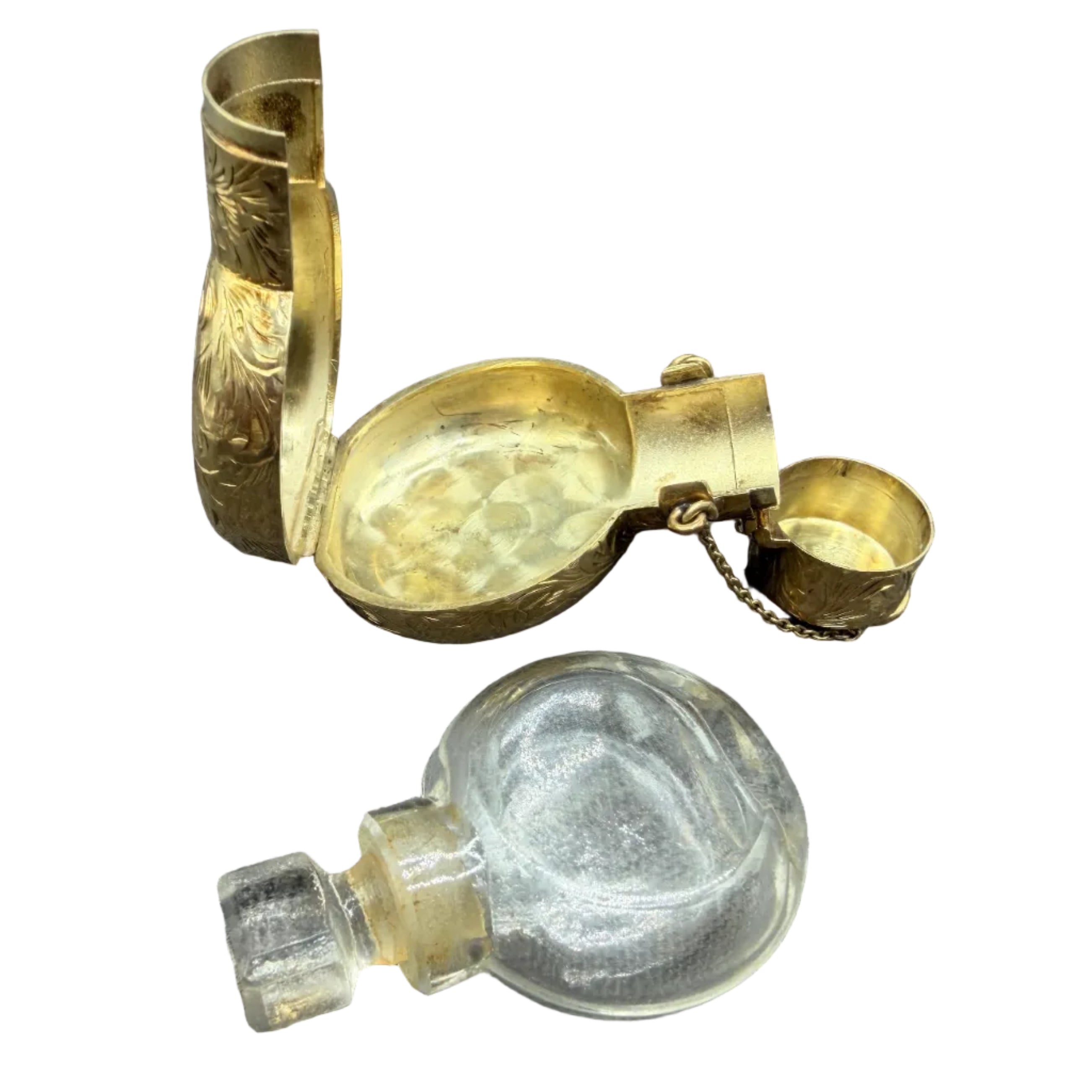 RARE Antique Tiffany & Co. 14k gold chatelaine pendant perfume bottle & case