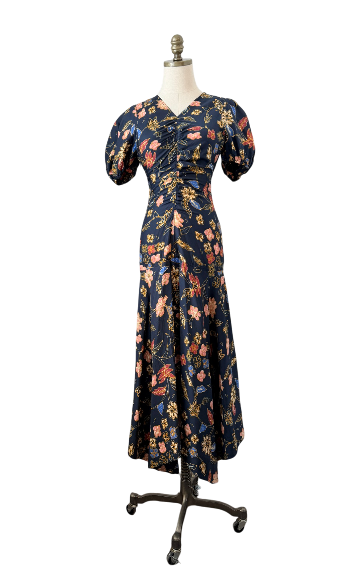 Ulla Johnson Silk “Heleen” Puff-Sleeve Asymmetric Dress