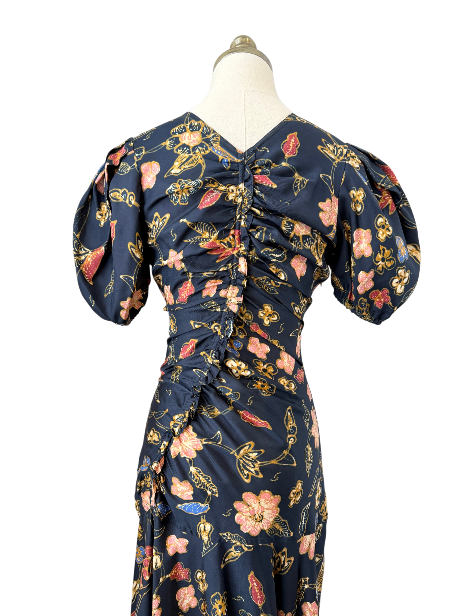 Ulla Johnson Silk “Heleen” Puff-Sleeve Asymmetric Dress