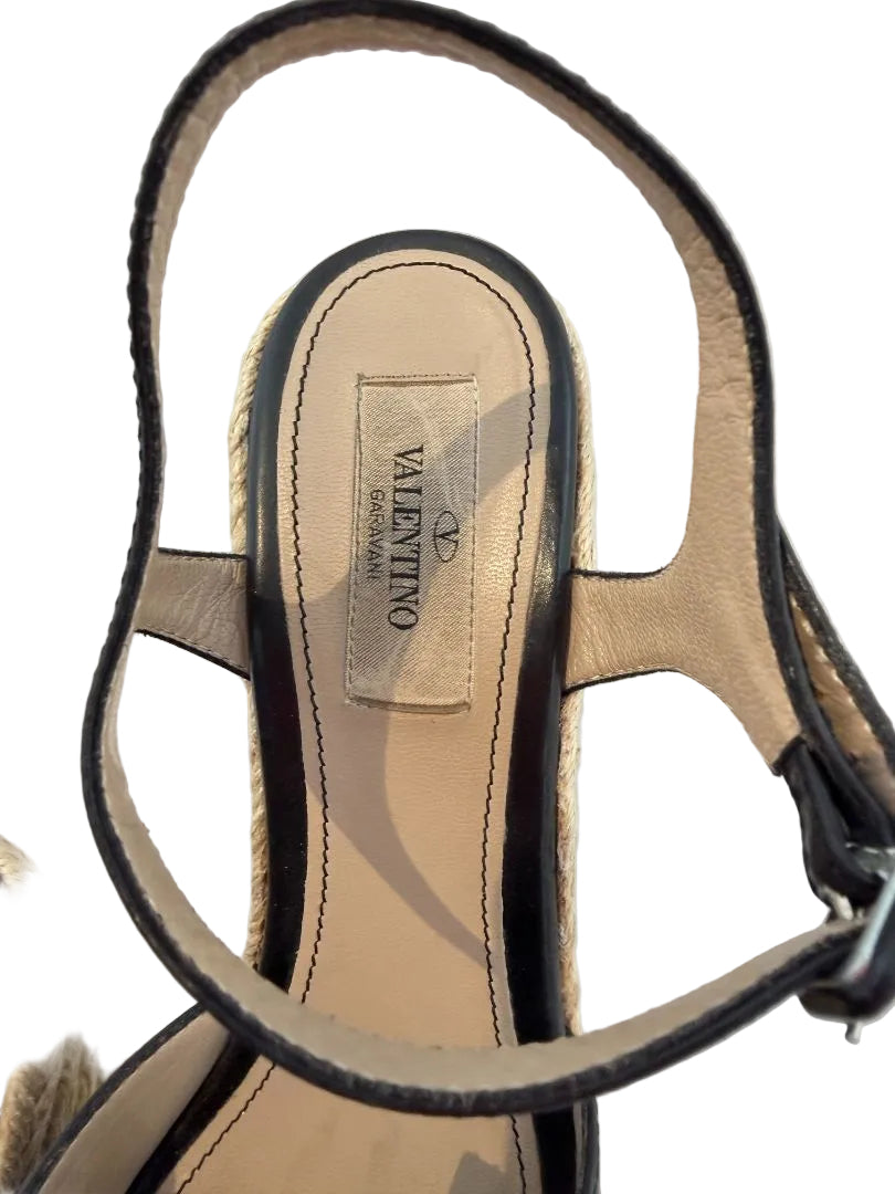 Valentino Garavani Nappa Bow Espadrille Wedge Heels