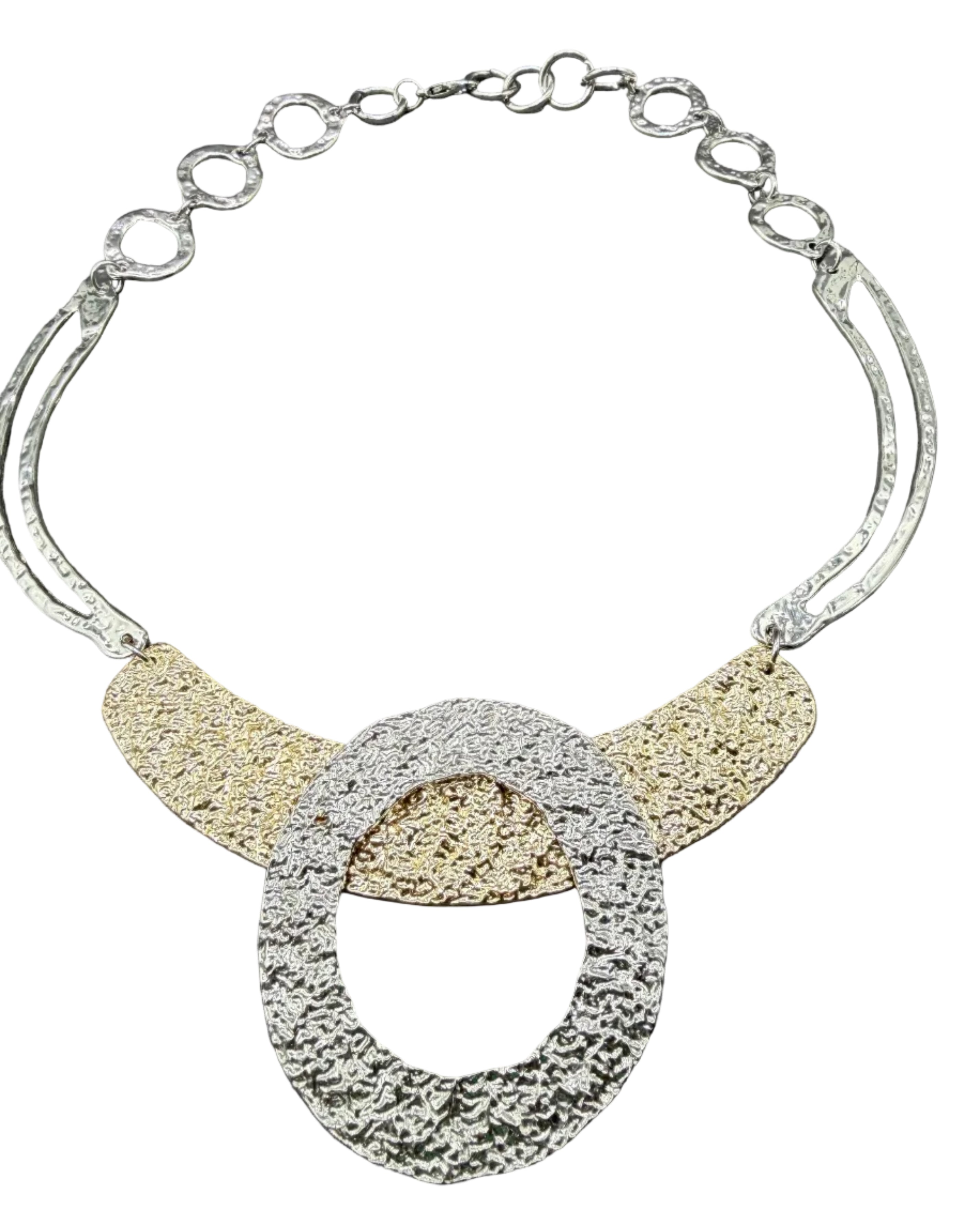 1980s Mixed-Metal Textured Necklace & Earring Set