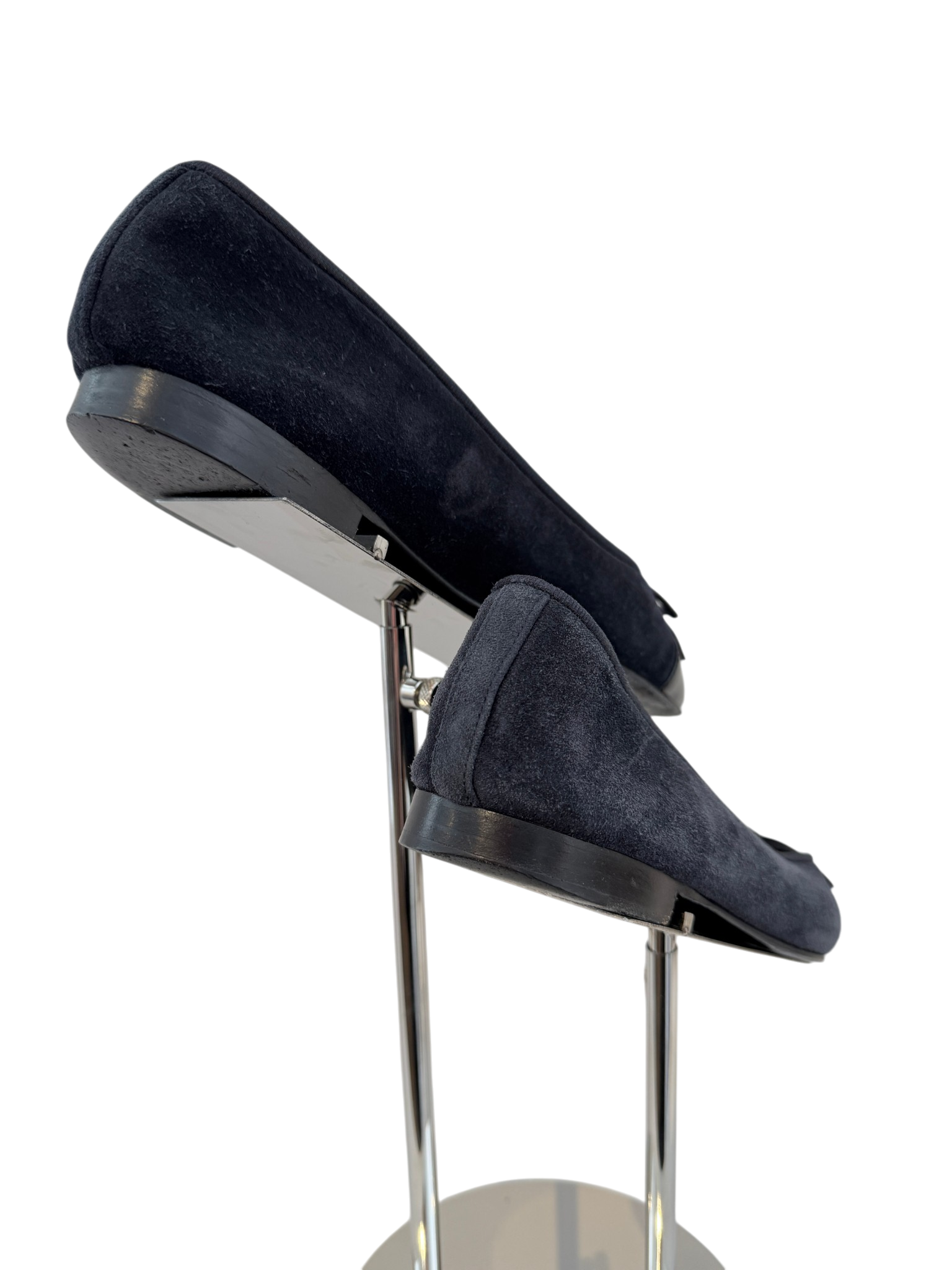Chanel Marine Suede & Black Patent Leather CC Cap-Toe Ballet Flats