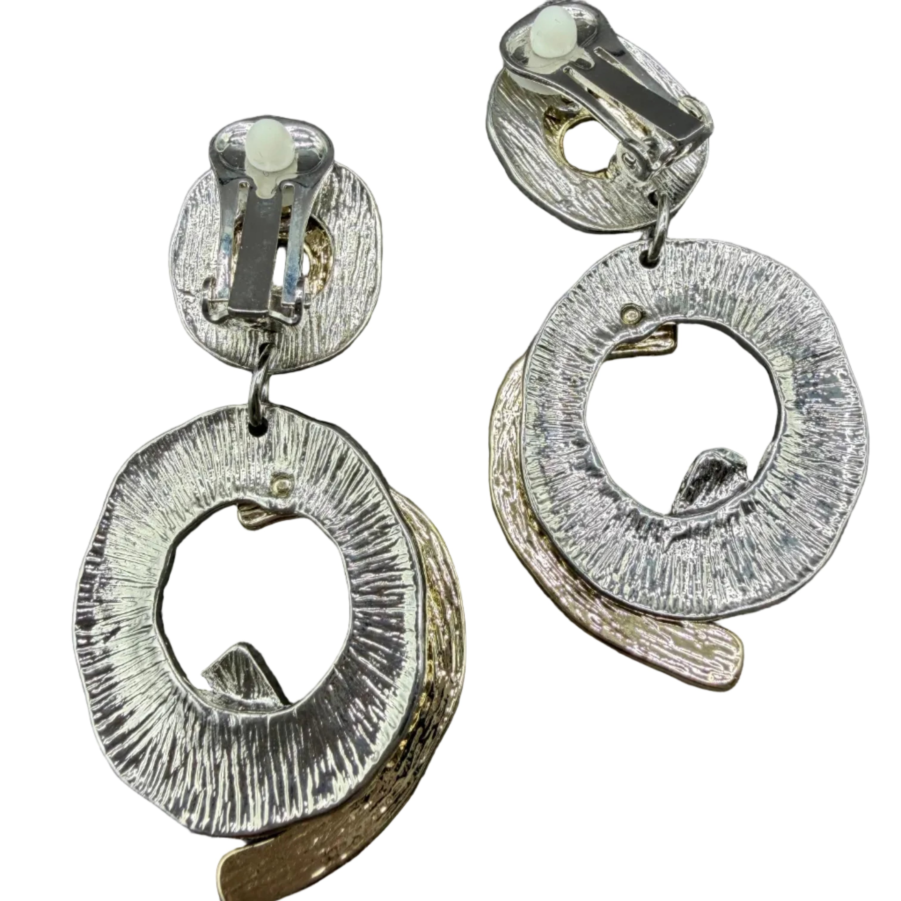 1980s Mixed-Metal Textured Necklace & Earring Set