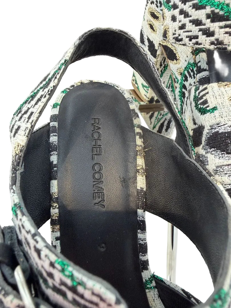 Rachel Comey Open-Toe Strappy Platform Heels in Cheetah Lamé
