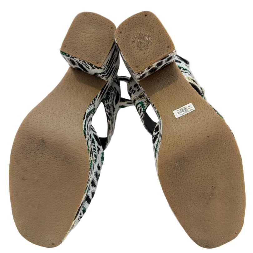 Rachel Comey Open-Toe Strappy Platform Heels in Cheetah Lamé
