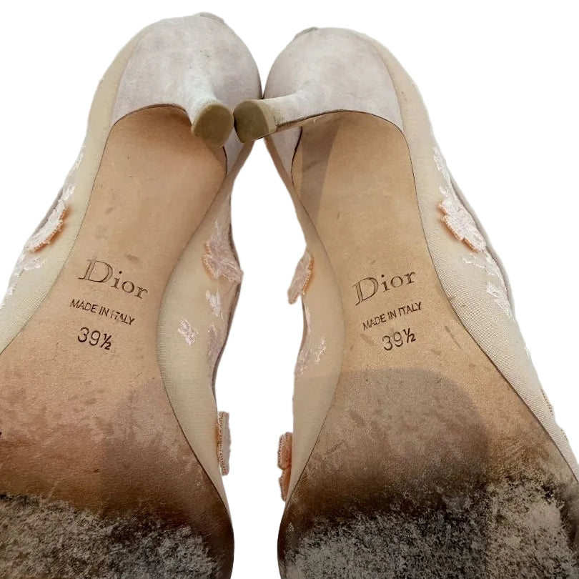 Christian Dior Lace & Suede “Lingerie” Blush Stiletto Heels