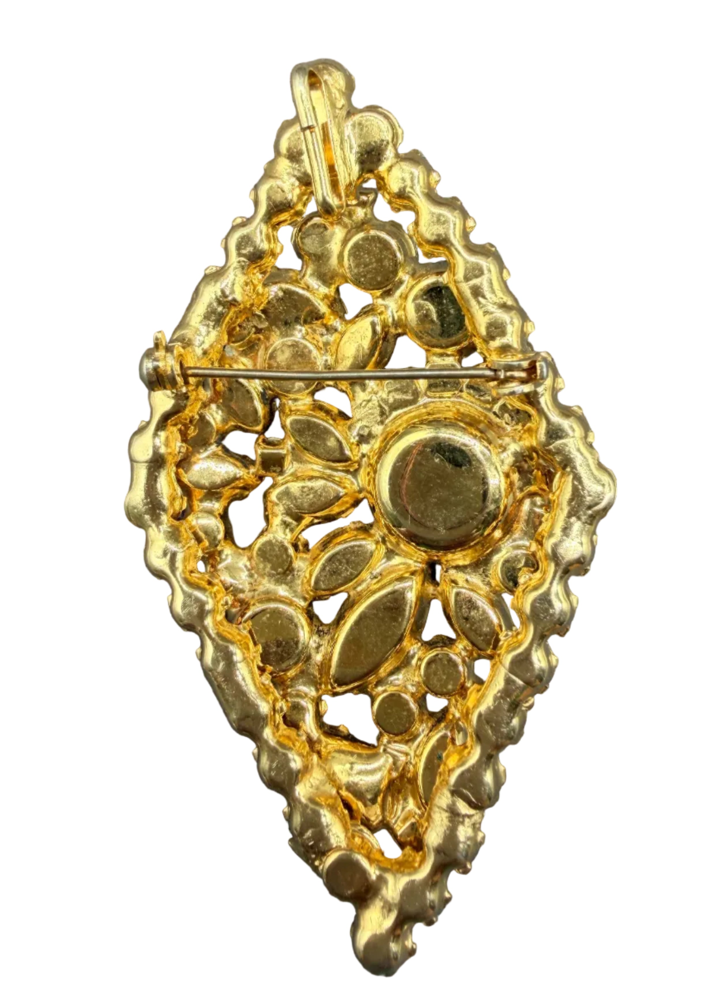 1950s Juliana by DeLizza & Elster Diamond-Shaped Brooch with AB, Pale Pink & Bright Pink Austrian Crystals