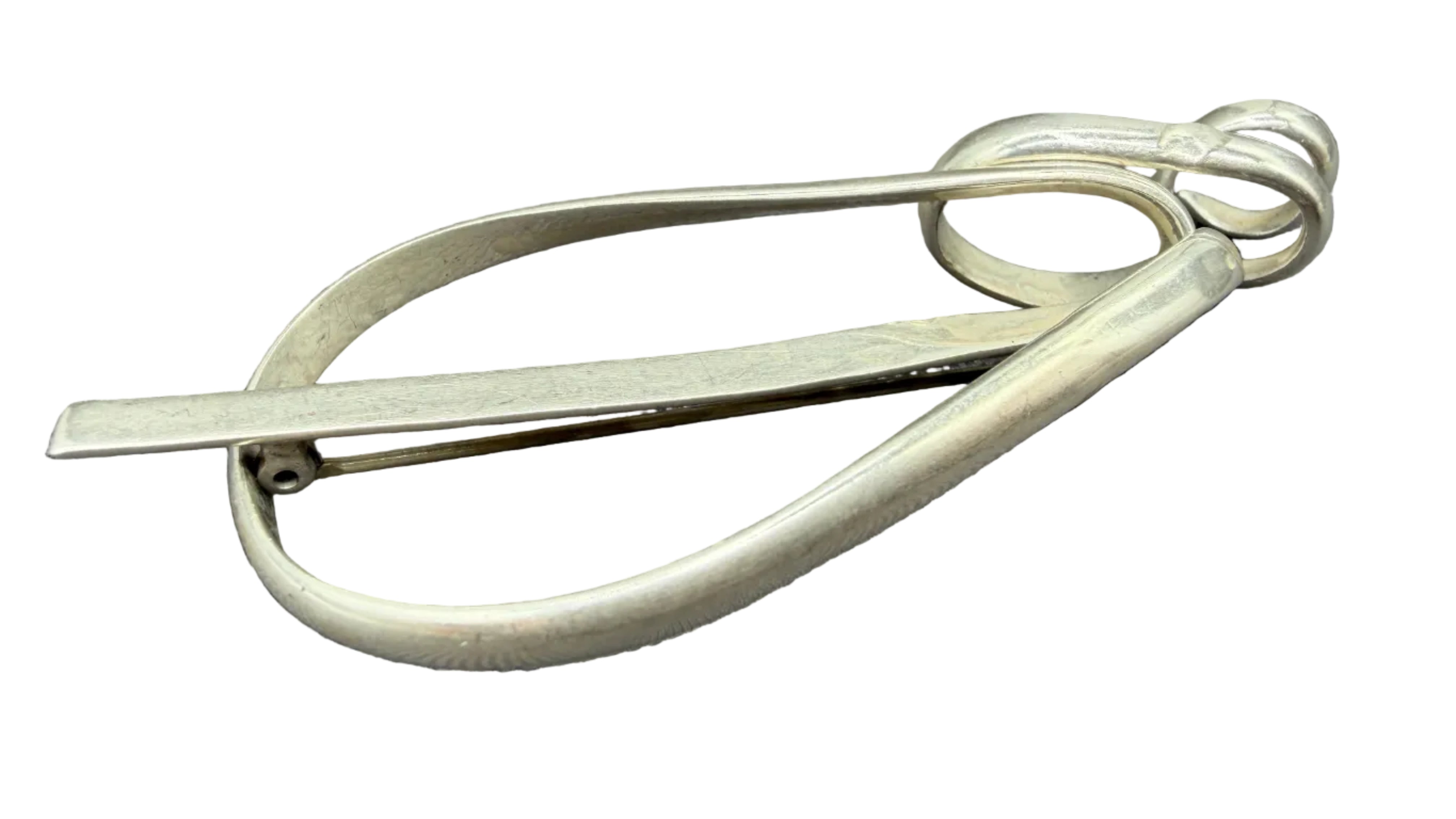 1970s Taxco Mexican Sterling Silver Modernist Loopy Loop Brooch
