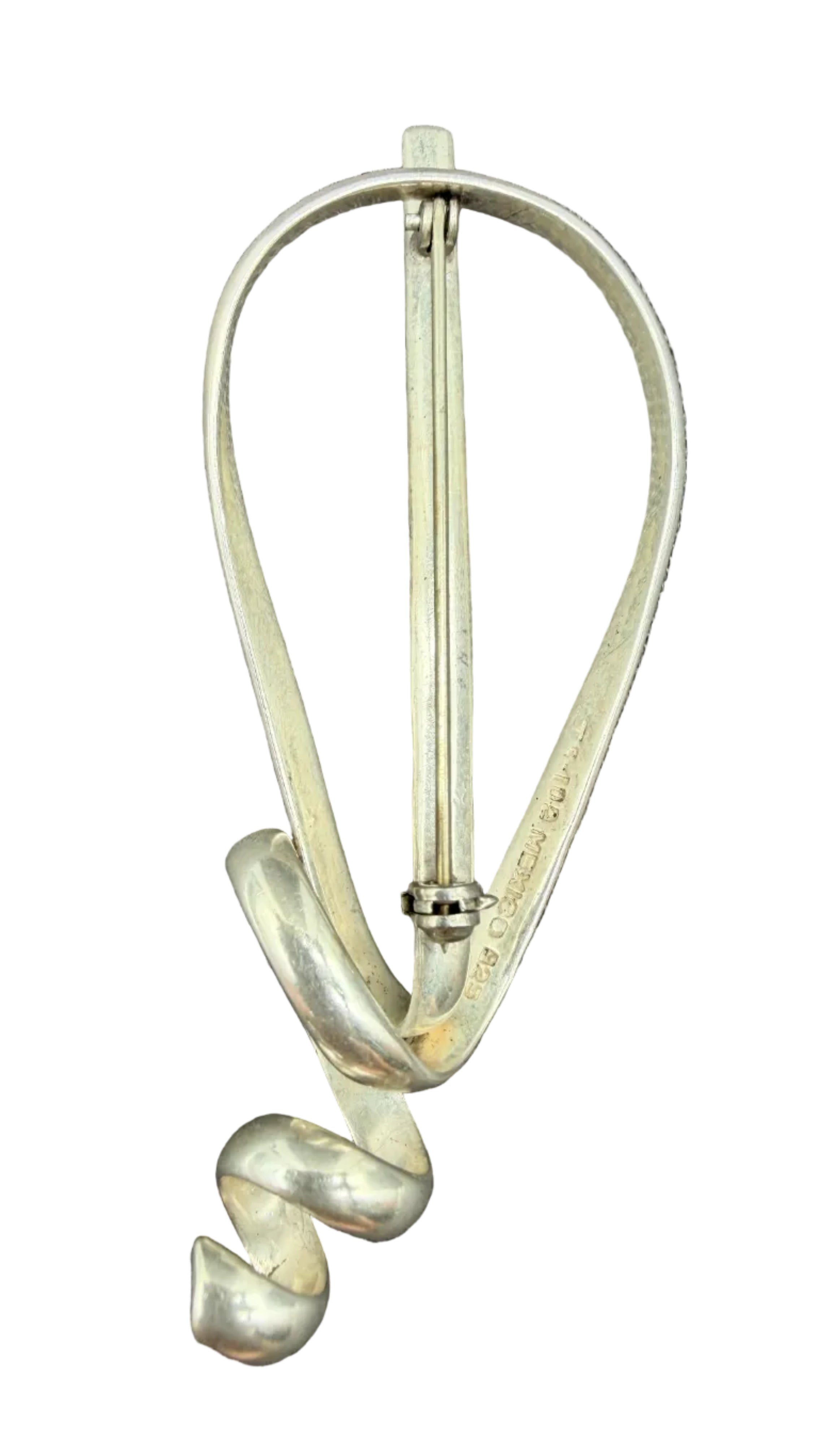 1970s Taxco Mexican Sterling Silver Modernist Loopy Loop Brooch