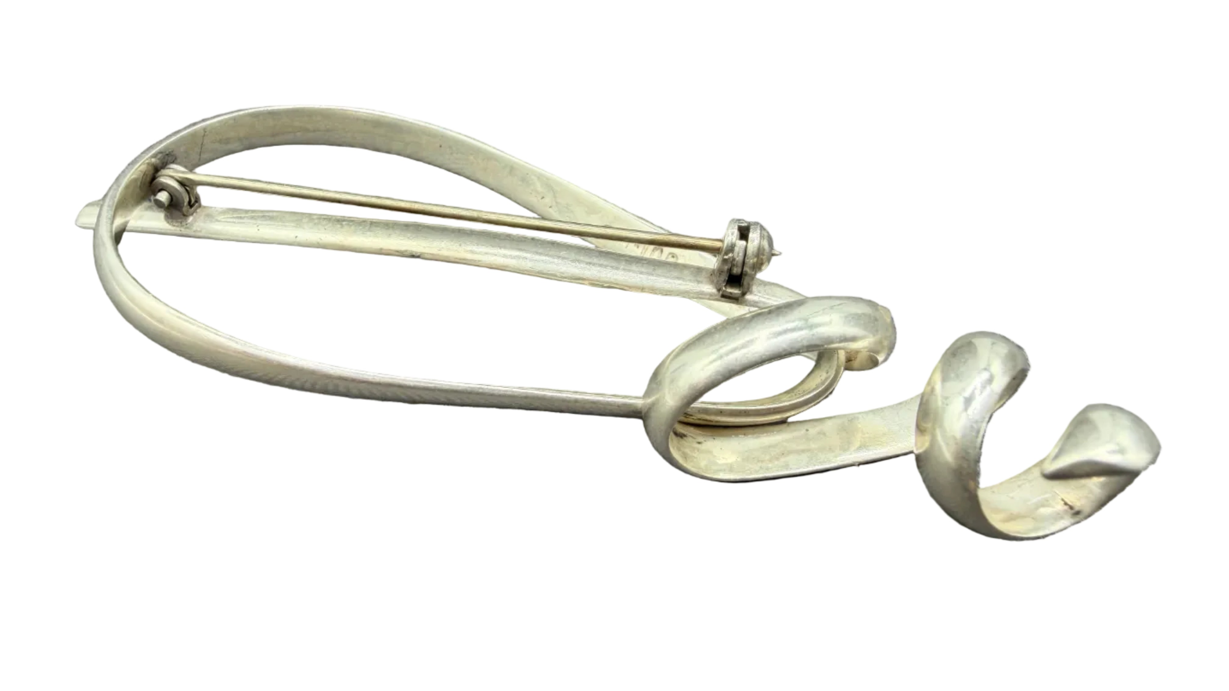 1970s Taxco Mexican Sterling Silver Modernist Loopy Loop Brooch