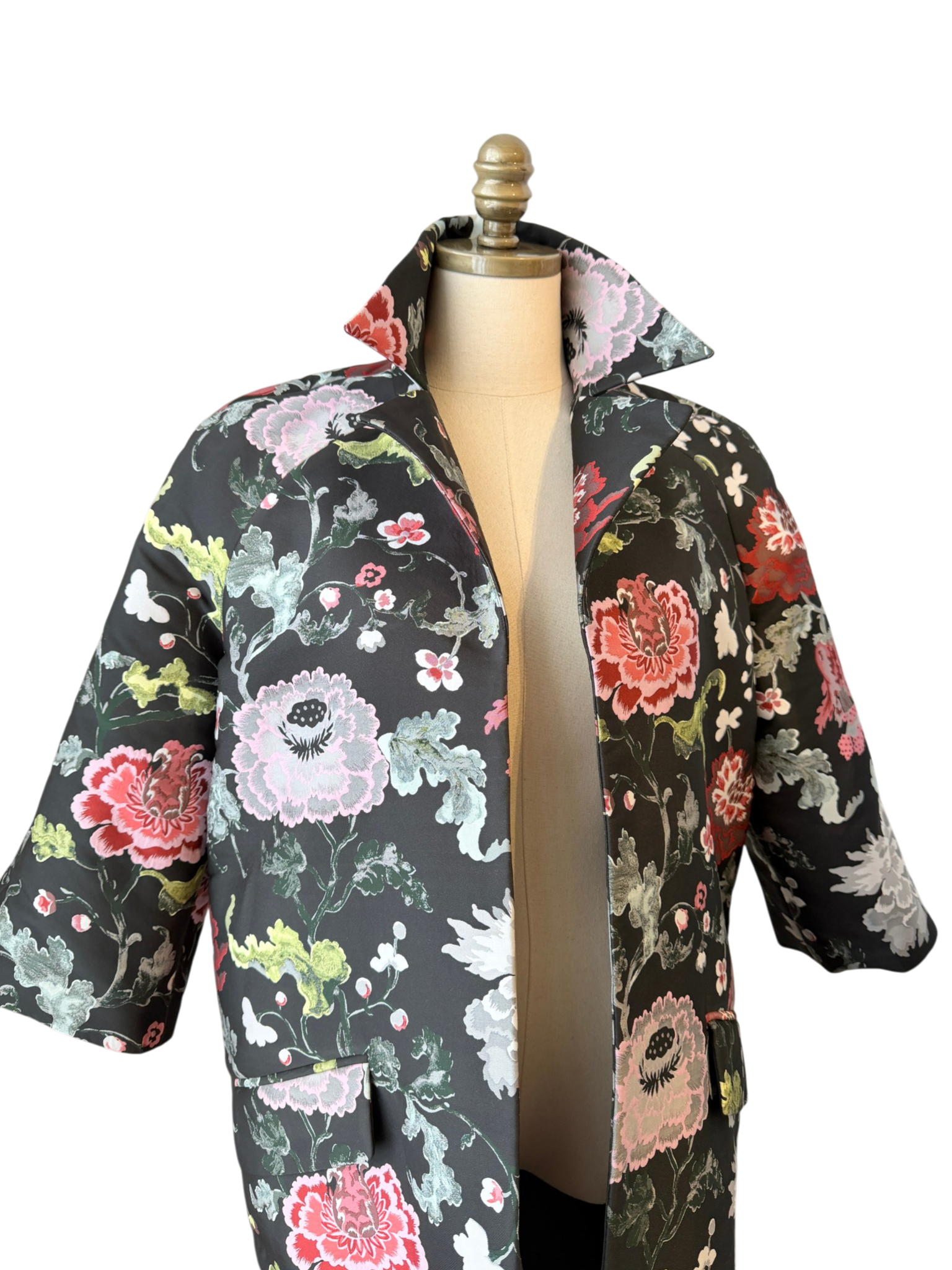 Adam Lippes Floral Damask 3/4 Sleeve Jacket