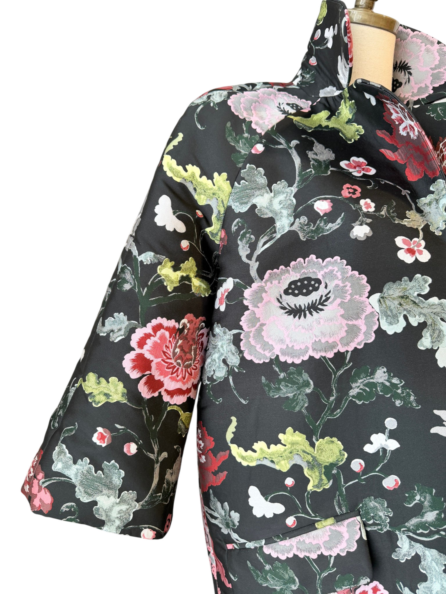 Adam Lippes Floral Damask 3/4 Sleeve Jacket