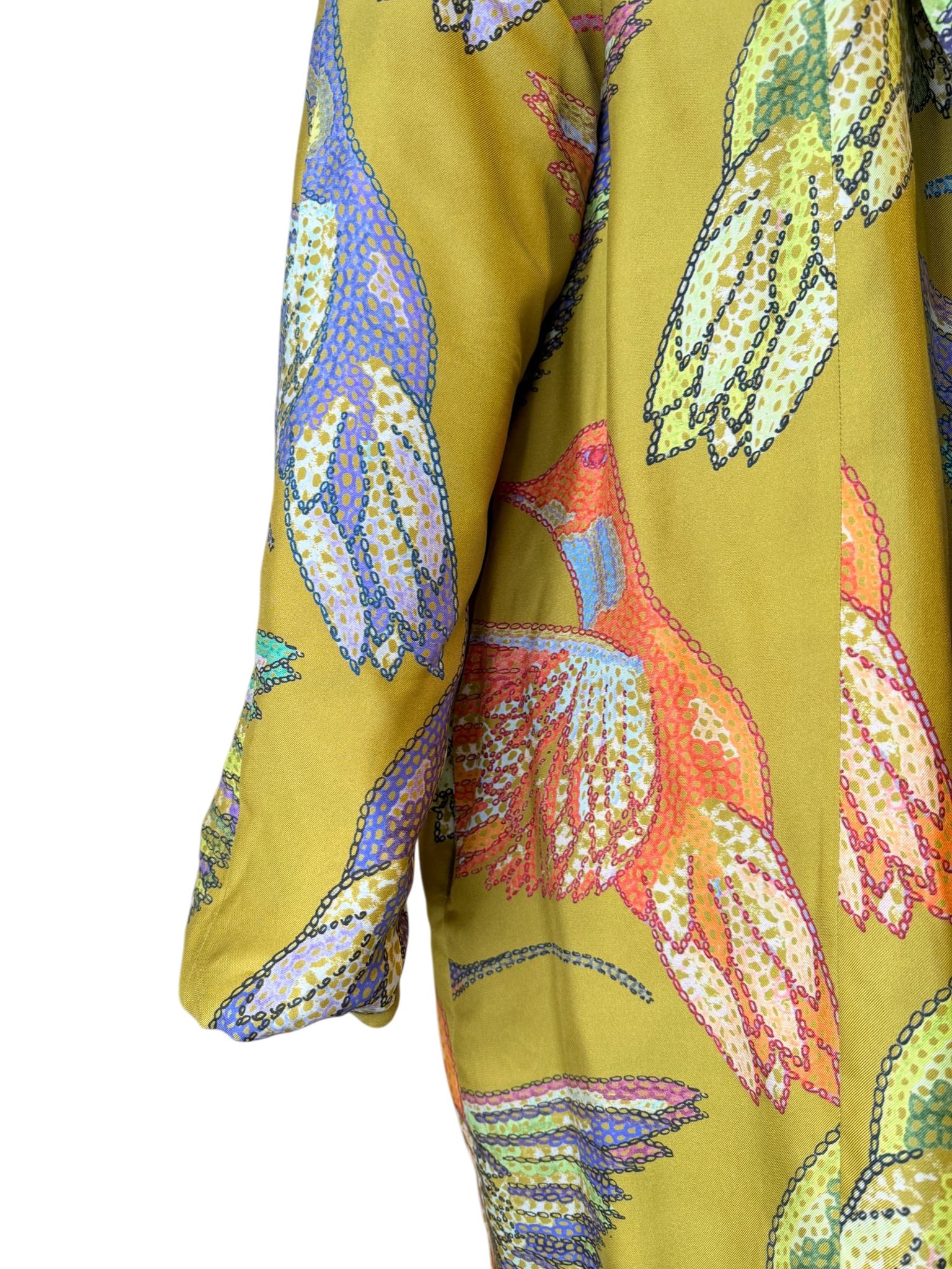 Silk Reversible Hummingbird Print Open Tunic