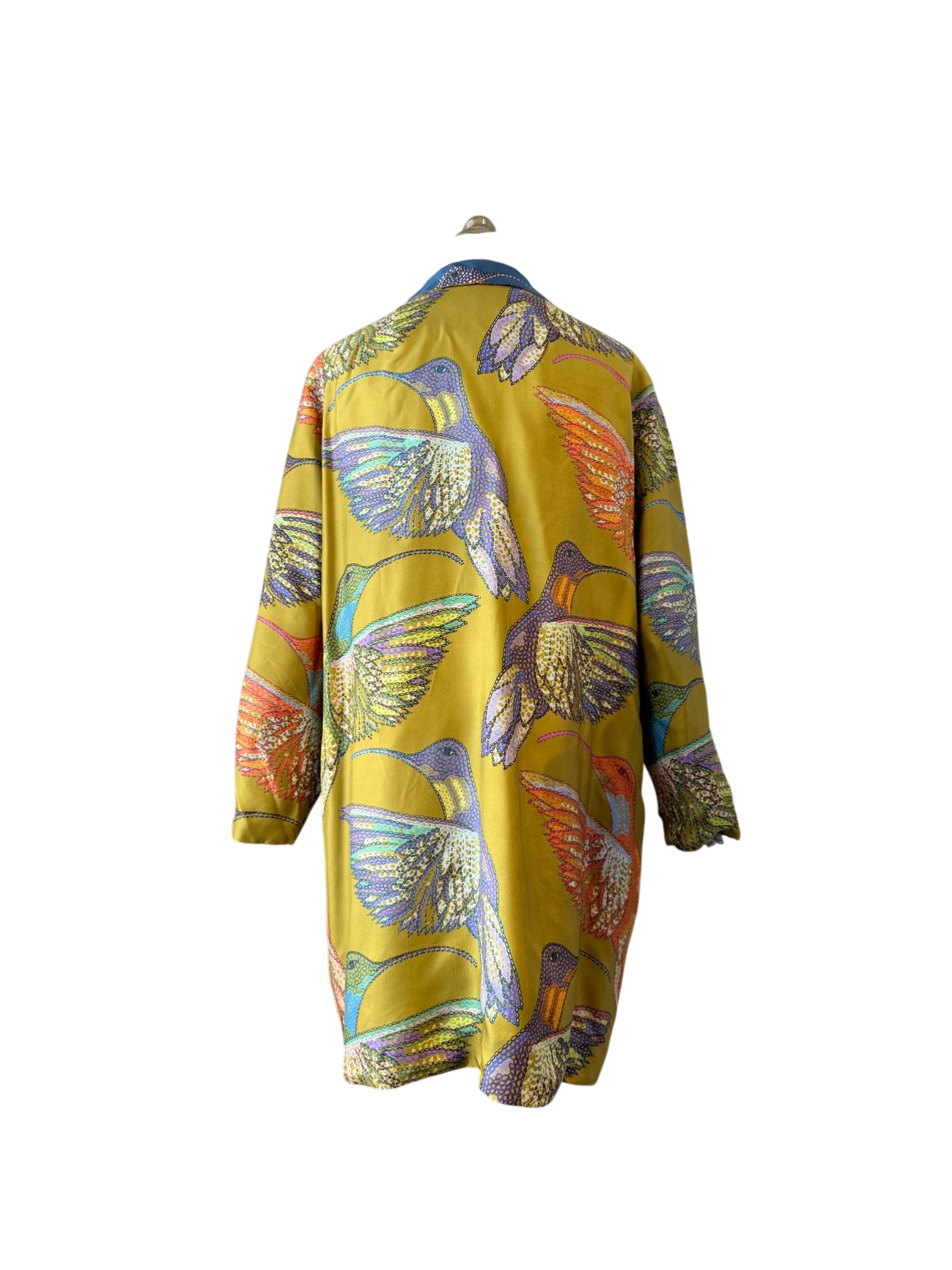 Silk Reversible Hummingbird Print Open Tunic