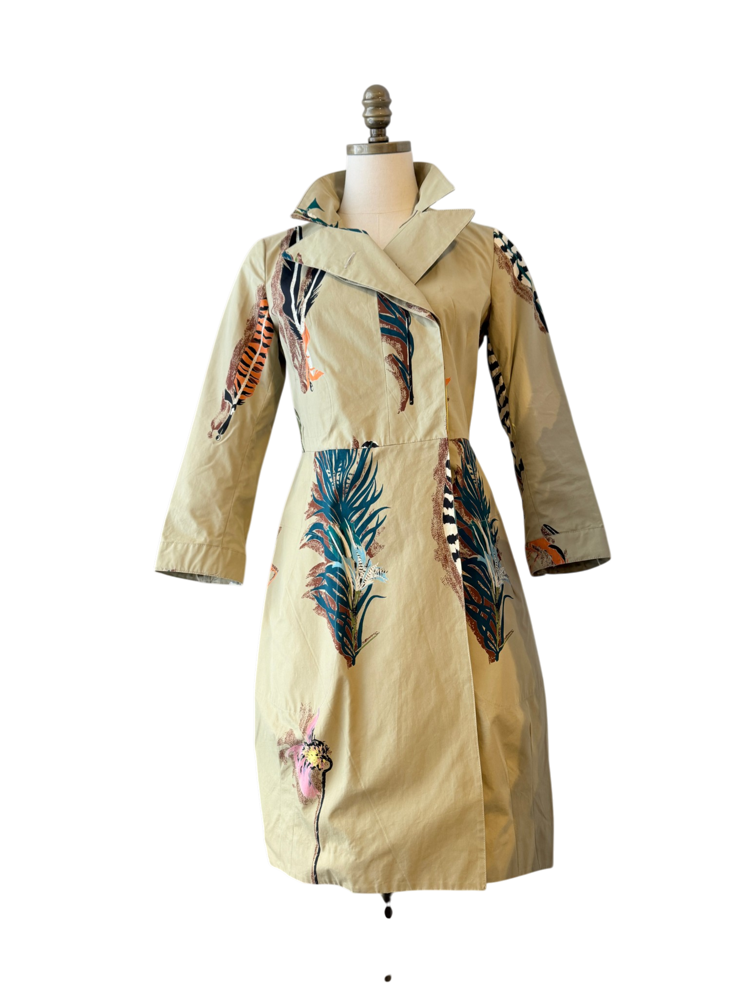 Marni Feather & Floral Print Trench Coat