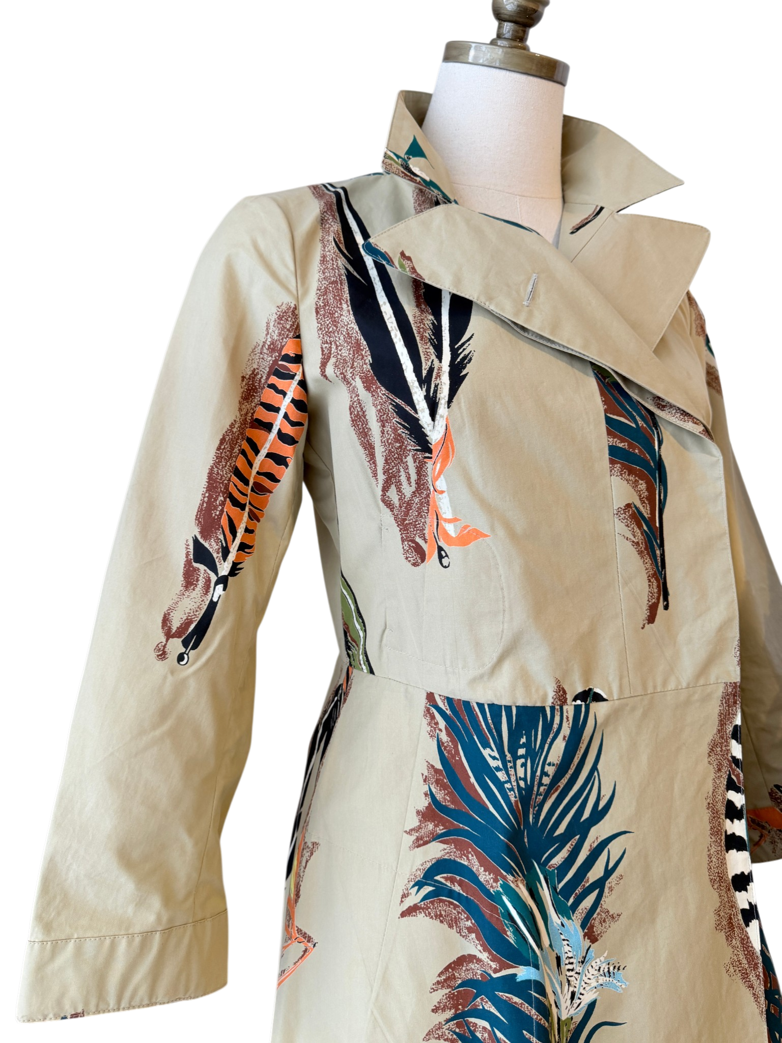 Marni Feather & Floral Print Trench Coat