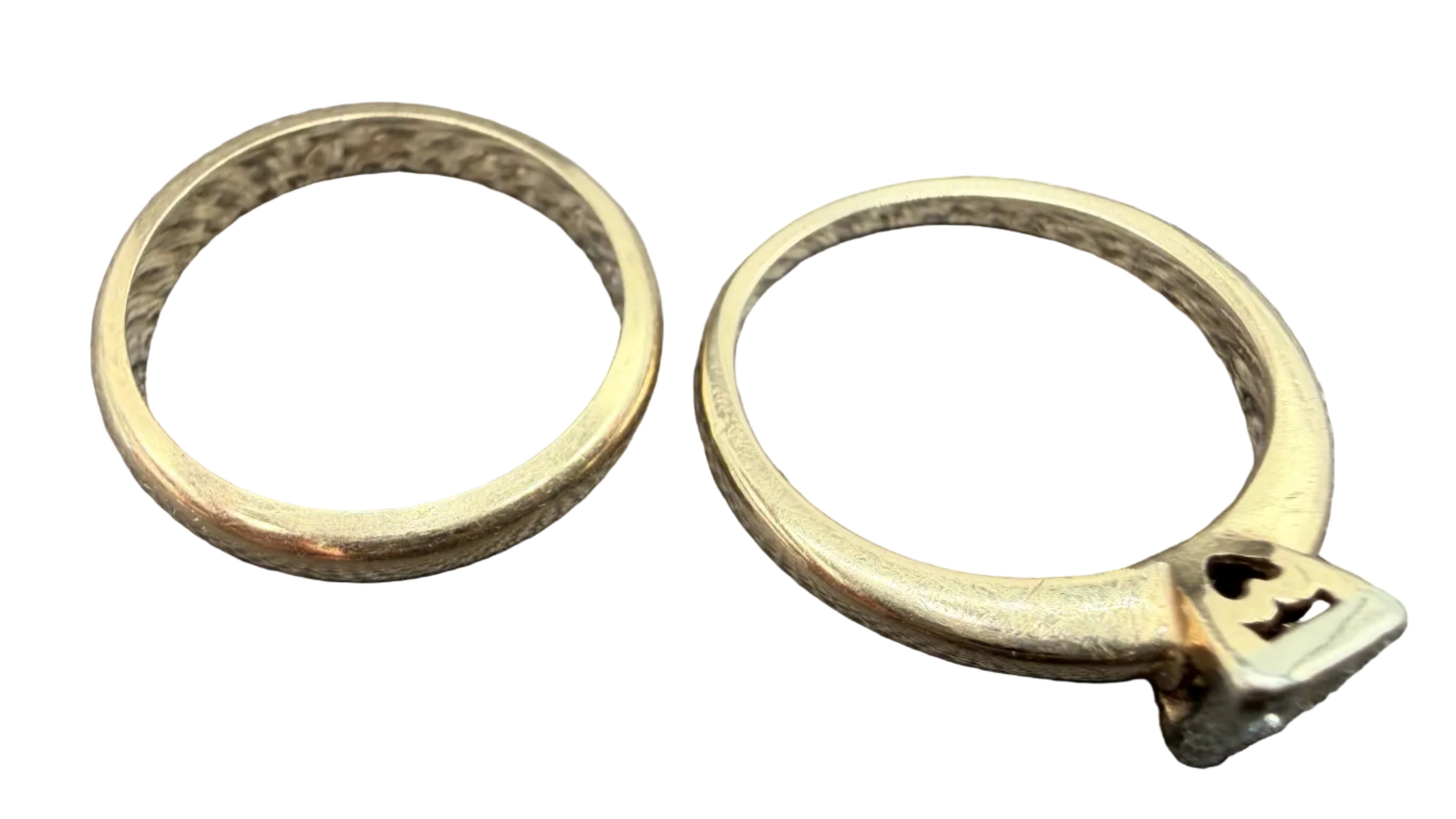 1940s 14K Gold Solitaire Diamond Engagement Ring & Matching Wedding Band Set