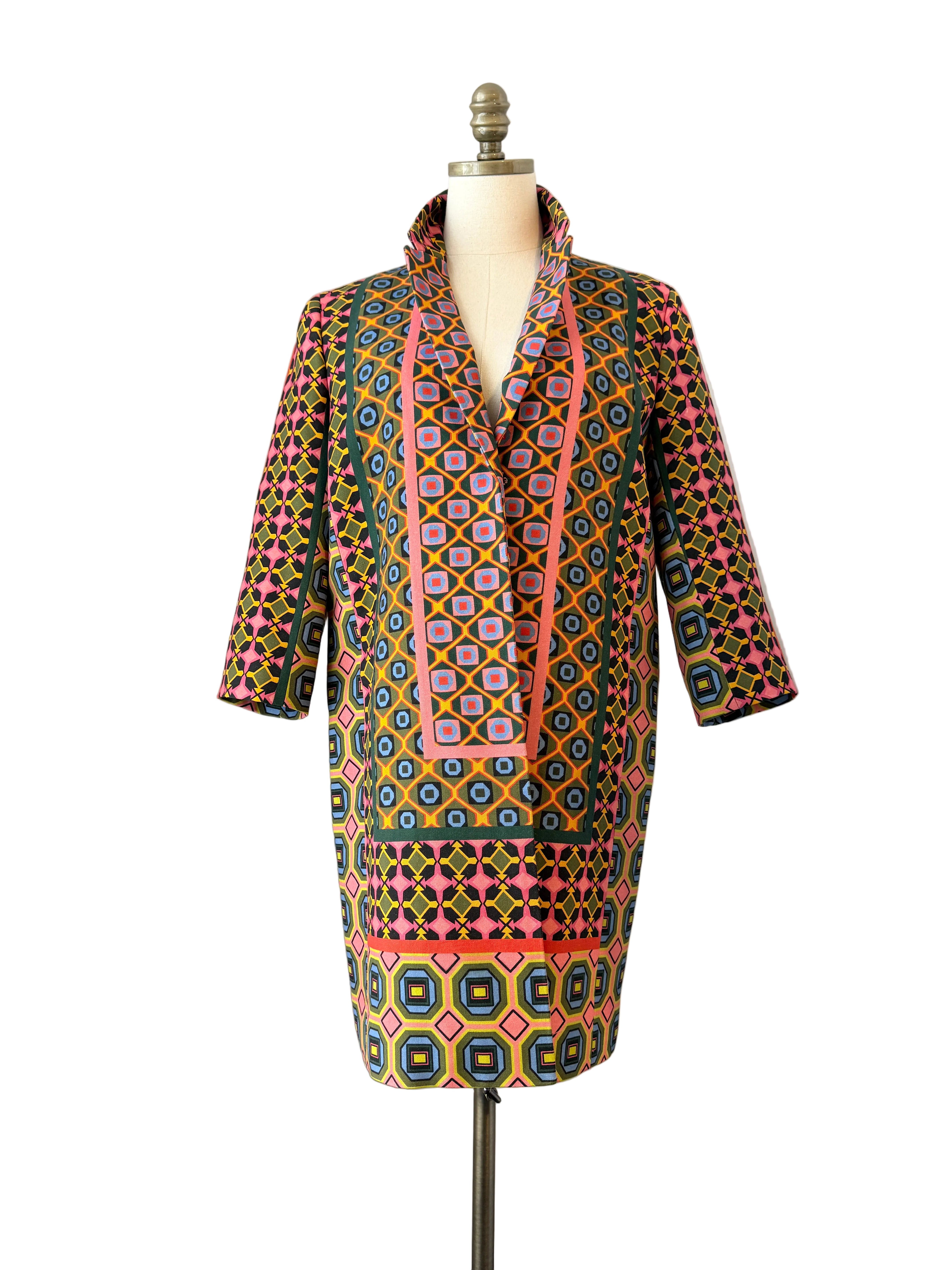 Vibrant Ratti Tile Print 3/4 Statement Coat by J.Crew