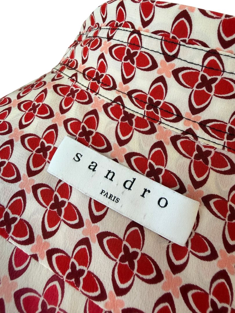 Elegant Abstract Floral Silk Blouse by Sandro