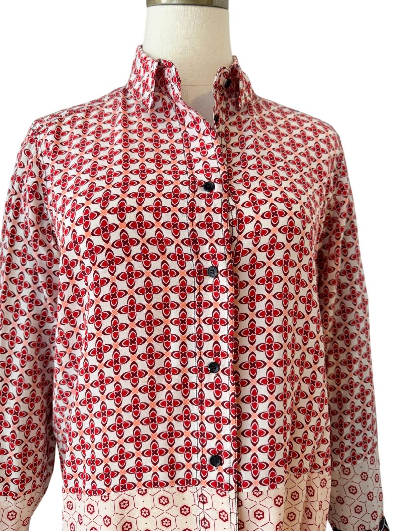 Elegant Abstract Floral Silk Blouse by Sandro