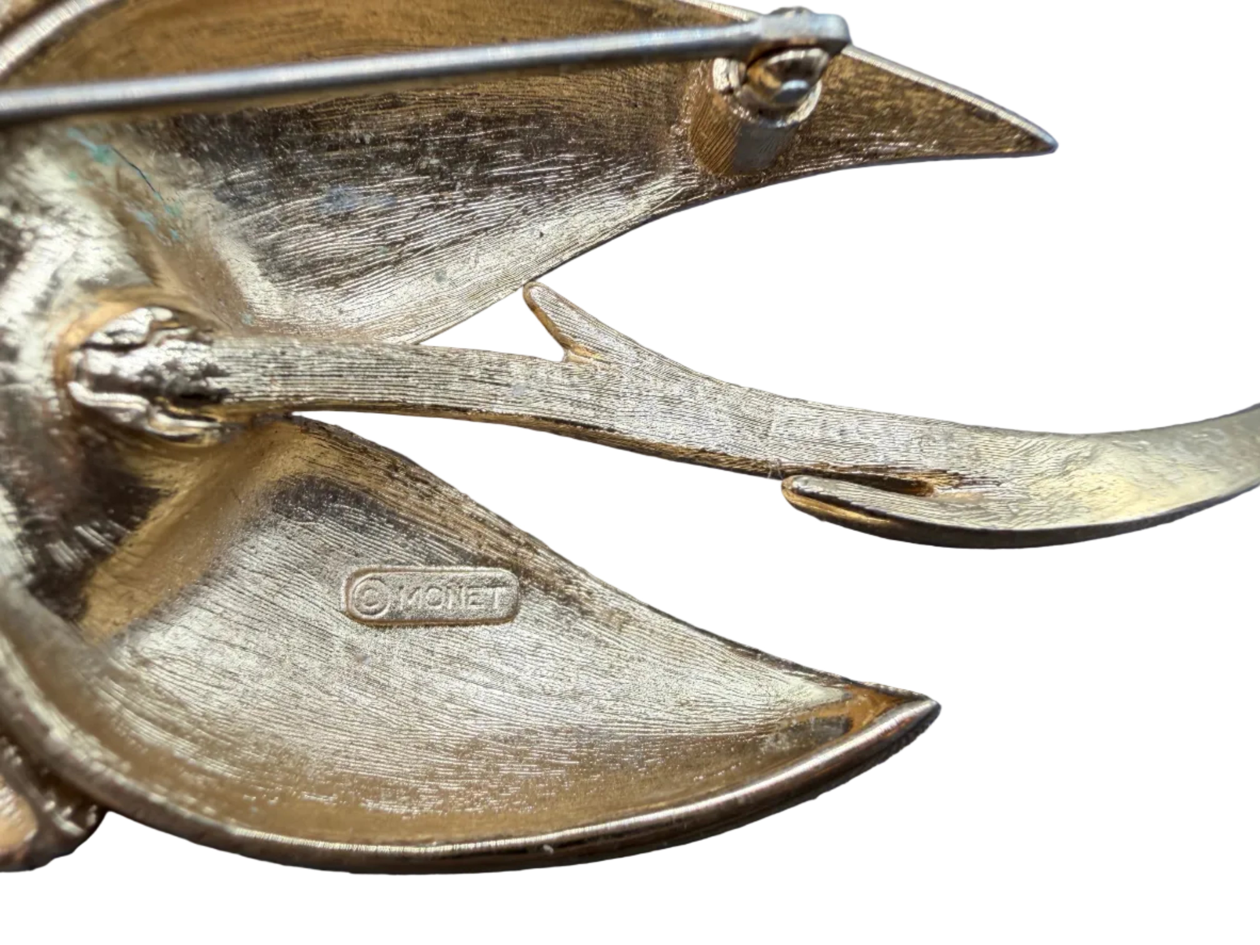 1960s Monet Gold-Tone Dimensional Iris Flower Brooch