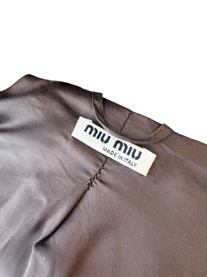 Miu Miu Feminine Military Coat with Double Collar and Skirted Hem
