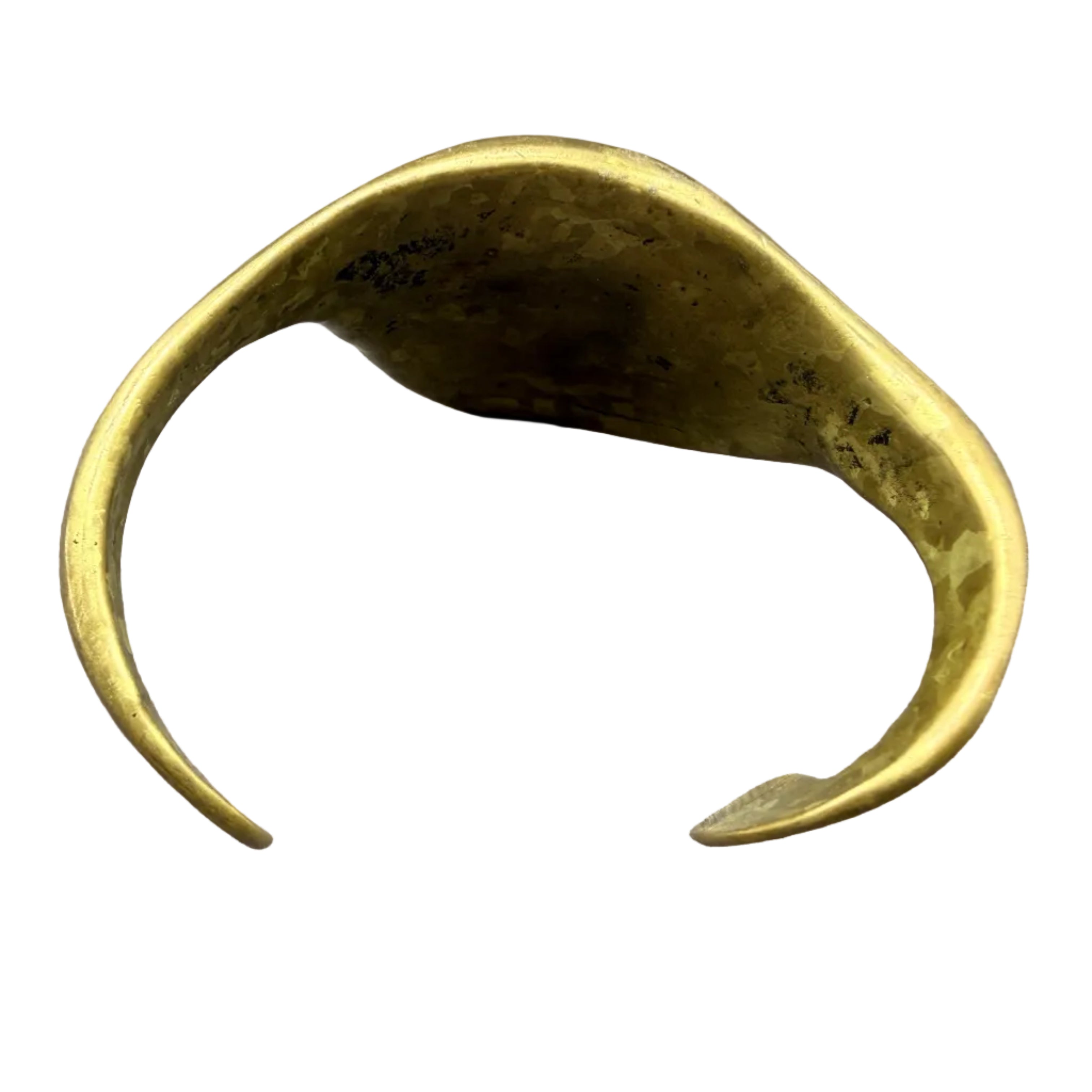 1970s Modernist Brass Cuff Bangle with Picture Jasper