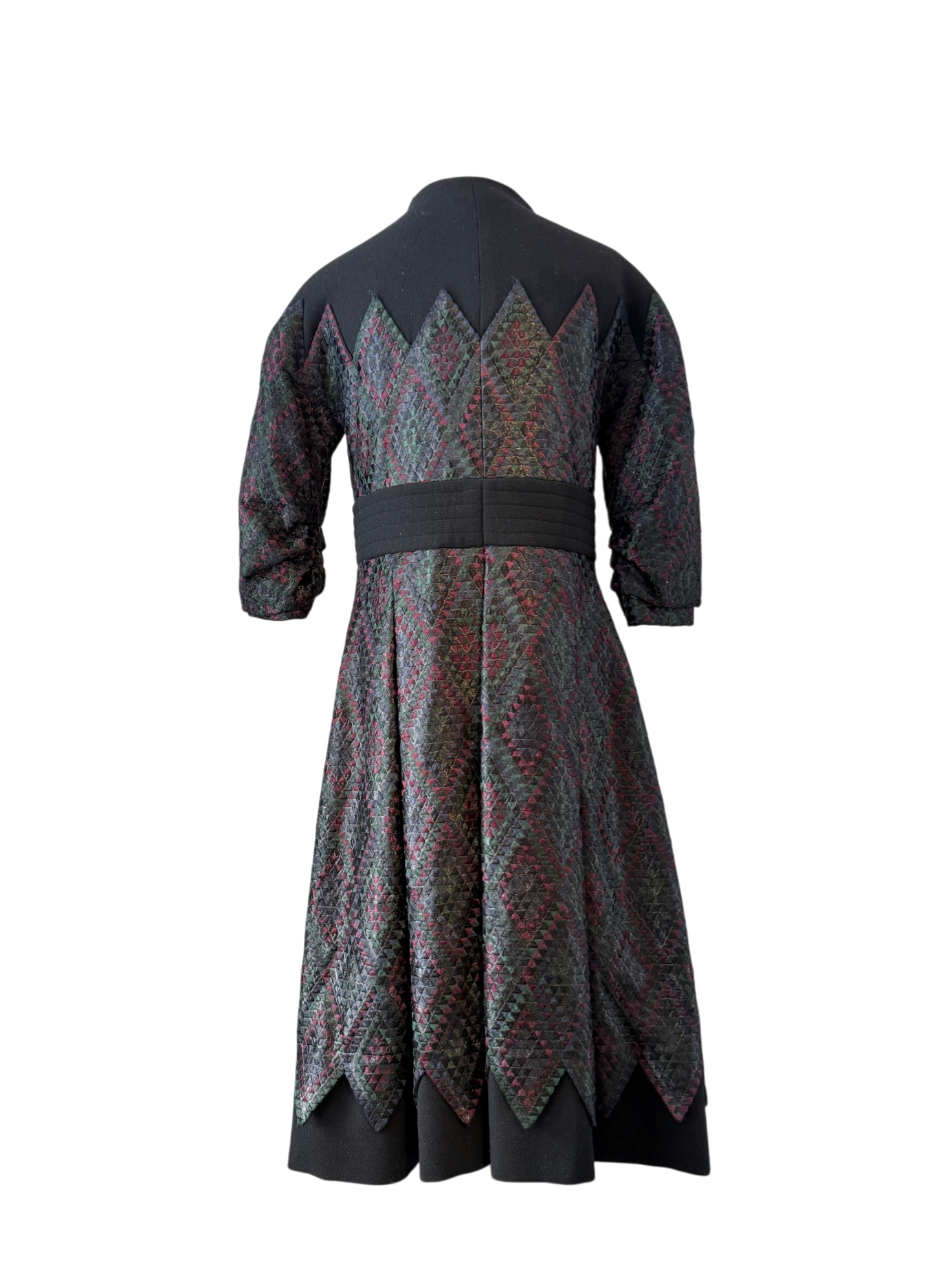 Amelia Toro Pleated Snap-Front Coat with Woven Diamond Textile