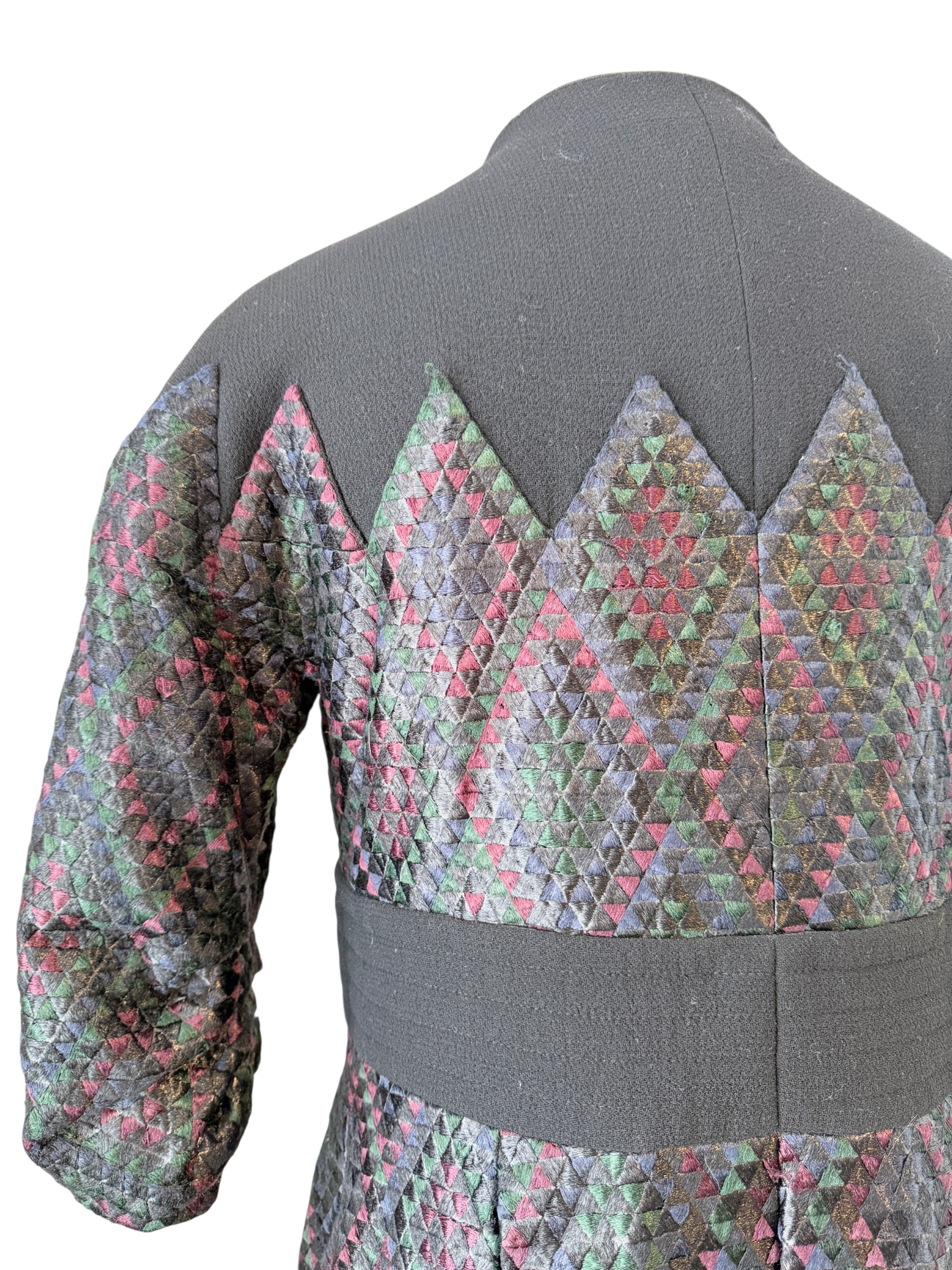 Amelia Toro Pleated Snap-Front Coat with Woven Diamond Textile