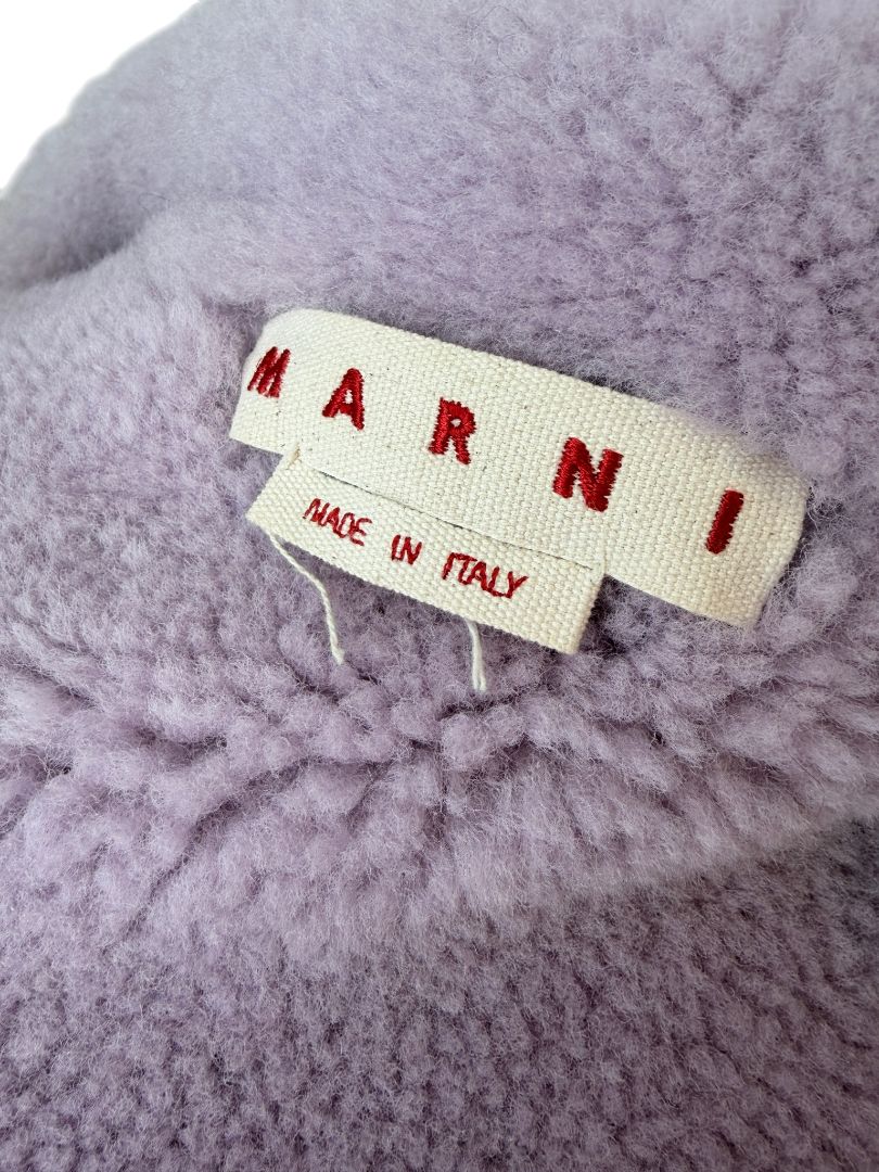 Marni Lavender Suede Shearling Coat with Horn Toggle Closures
