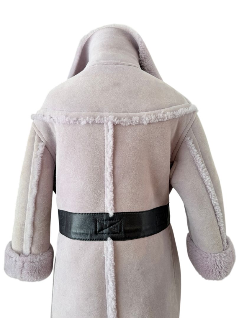 Marni Lavender Suede Shearling Coat with Horn Toggle Closures