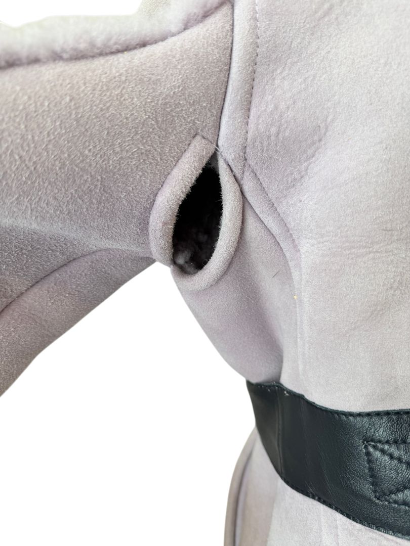 Marni Lavender Suede Shearling Coat with Horn Toggle Closures