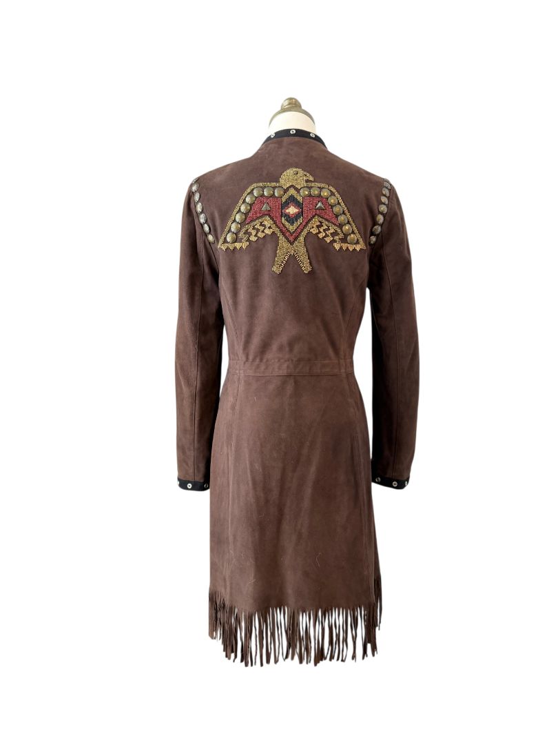 Double D Ranch Suede 3/4 Jacket with Beaded Eagle and Stud Detail