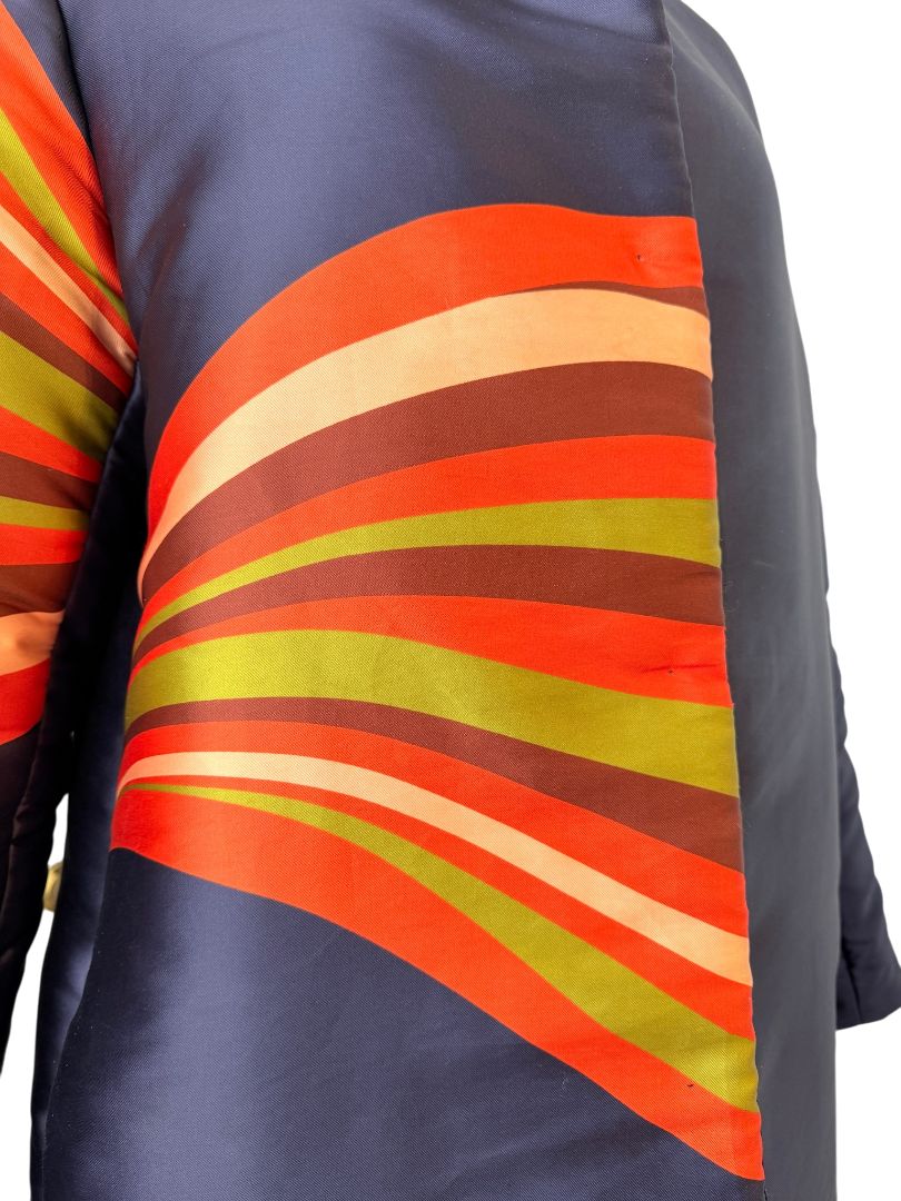 Reversible Navy Puffy Coat with Color Splash Swoosh